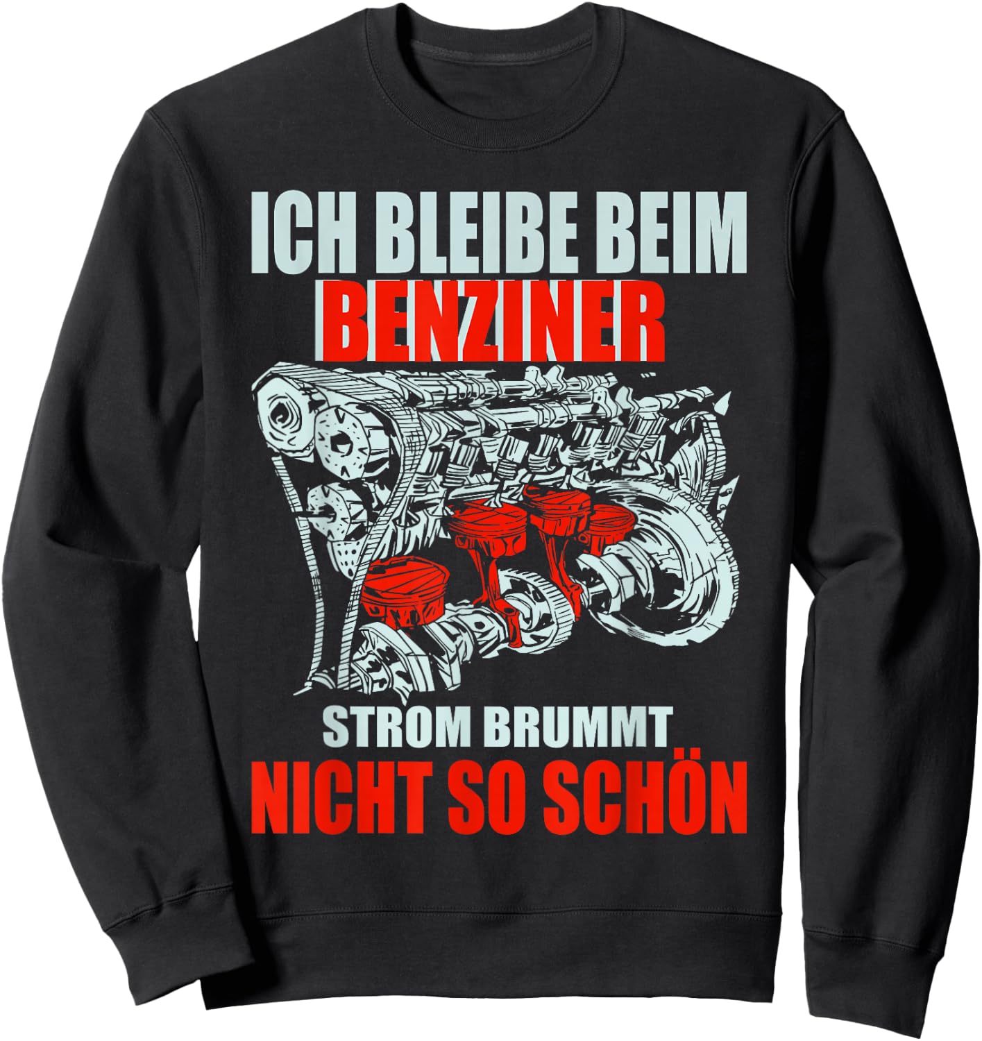 Anti Electric Car E-Car Petrol Engine Burner Motor , black Sweatshirt - Sweatshirt | Black