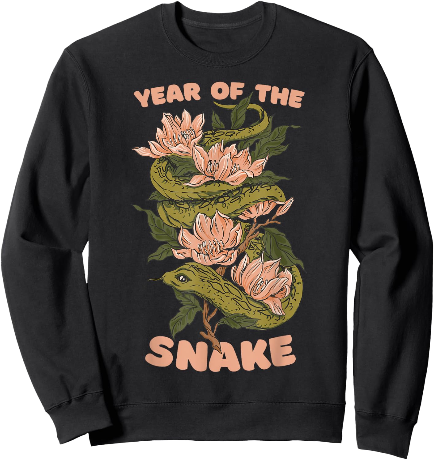 Celebrate Chinese New Year of the Snake 2025 Floral Flowers Sweatshirt - Sweatshirt | Black
