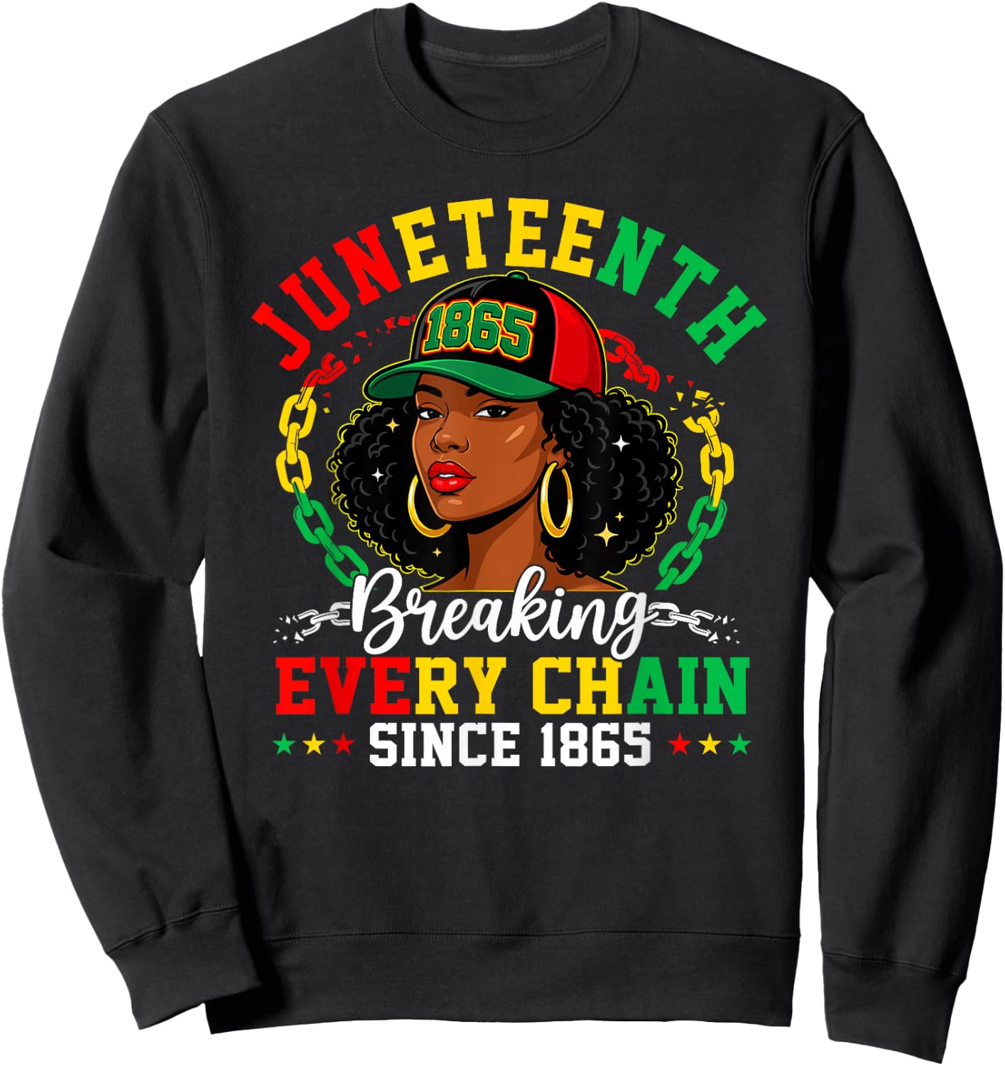 Breaking Every Chain Since 1865 Women Men Juneteenth Freedom Sweatshirt - Sweatshirt | Black