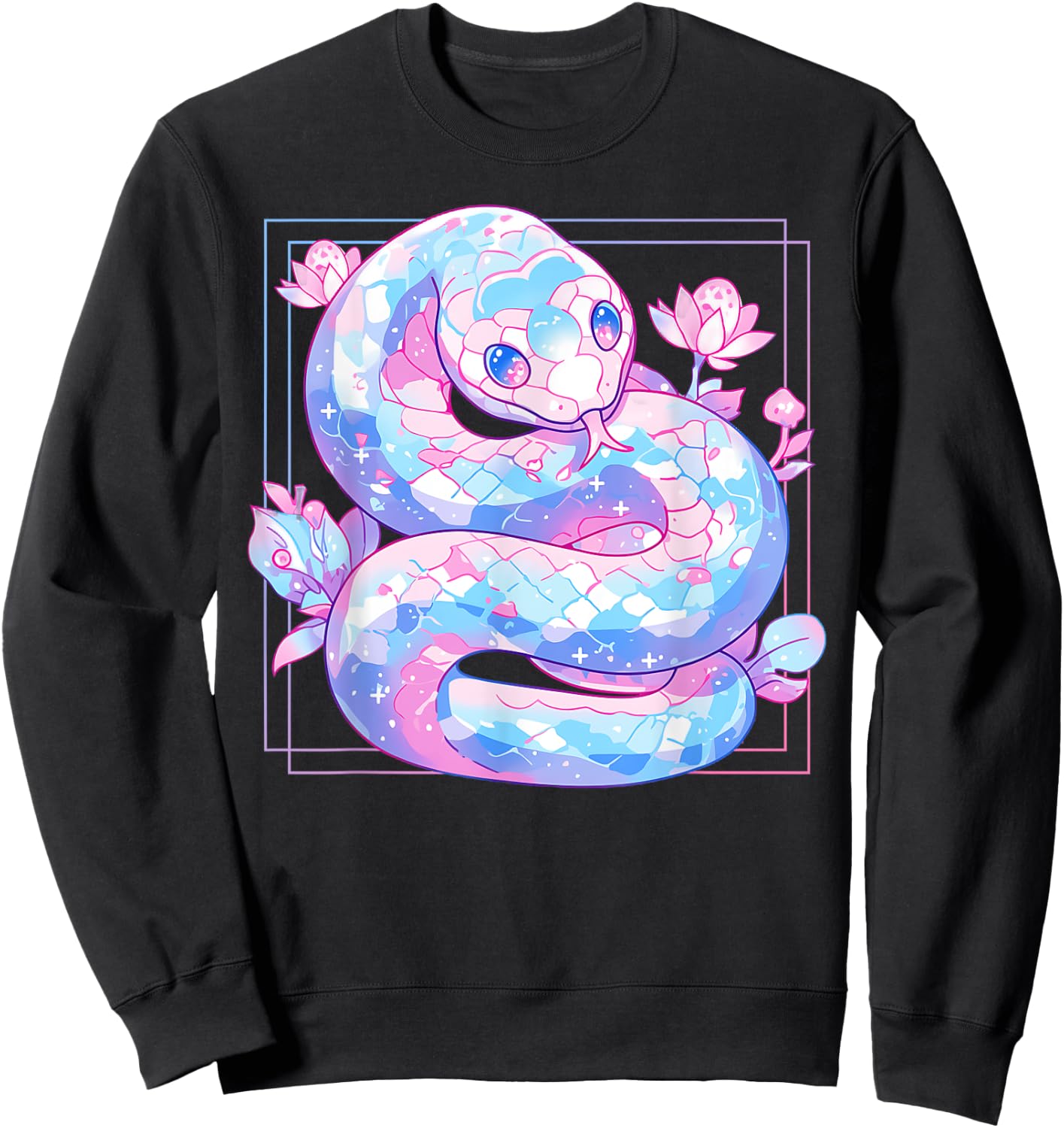 Kawaii Pastel Goth Snake Cute Scary Aesthetic Harajuku Sweatshirt - Sweatshirt | Black