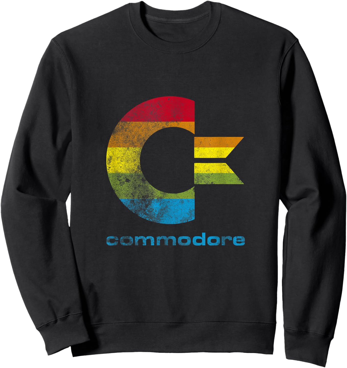 COMMODORE - C64 - Capital Letter Rainbow Colour Stripes Effect Sweatshirt - Sweatshirt | Black