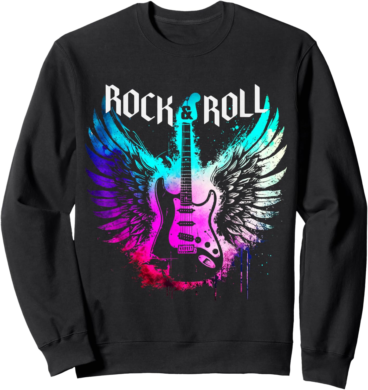 Cool Rock'n Roll Guitar Wings Music, Rock Band Concert Sweatshirt - Sweatshirt | Black