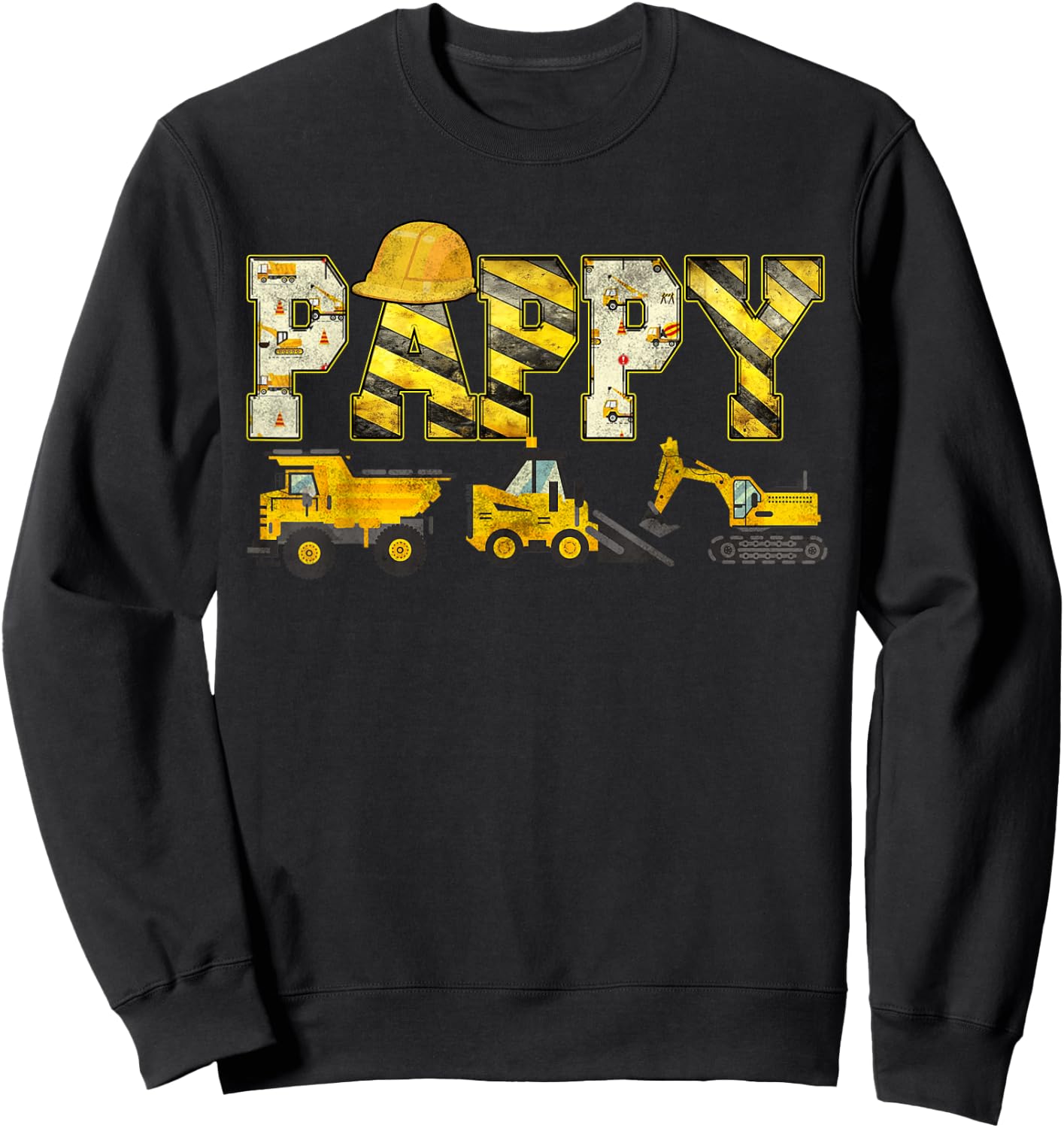 Pappy Construction Excavator Kids Matching Family Party Sweatshirt - Sweatshirt | Black