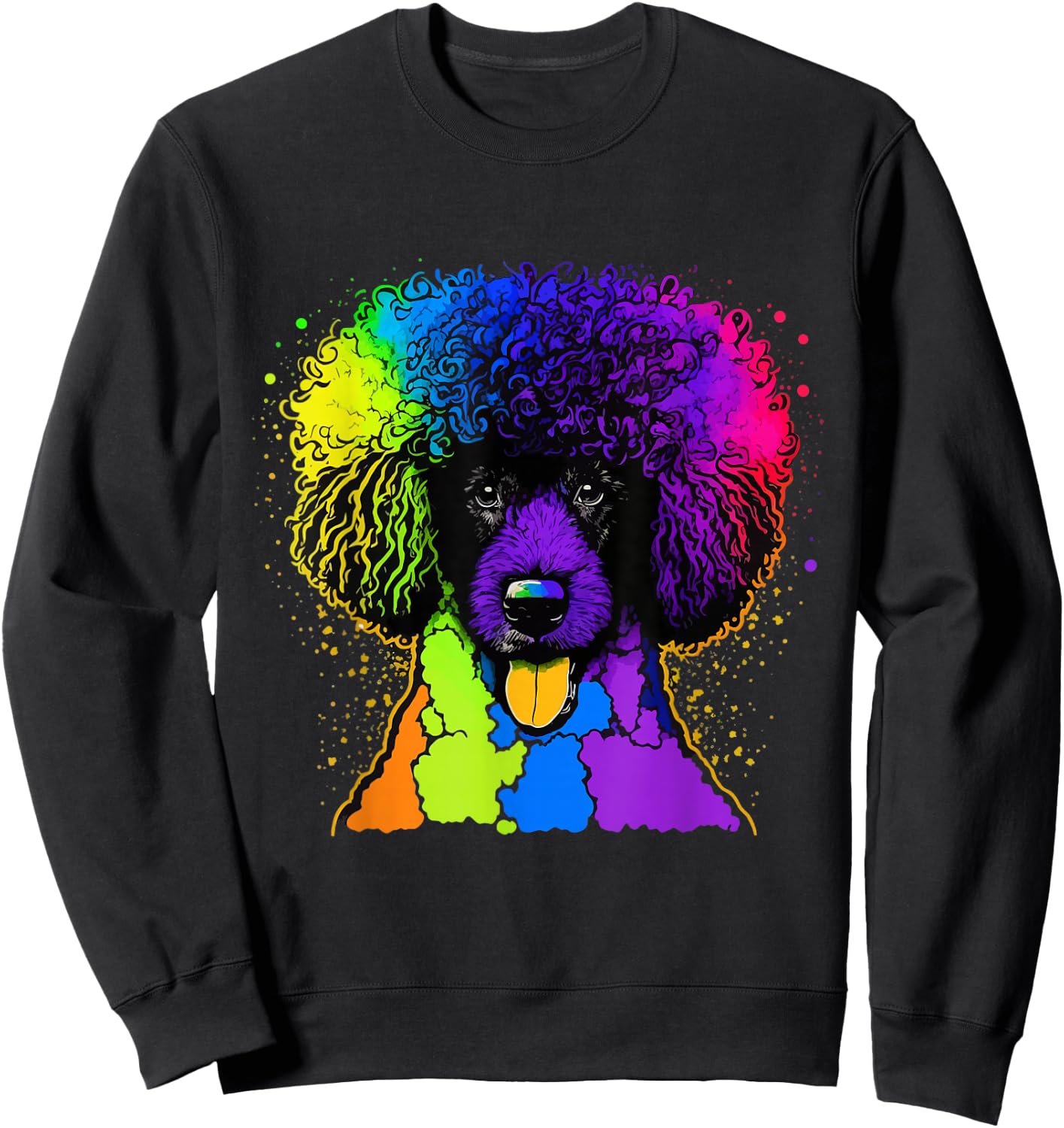 Poodle Dog Afro Colorful Watercolor Pop Art Tie Dye Sweatshirt - Sweatshirt | Black