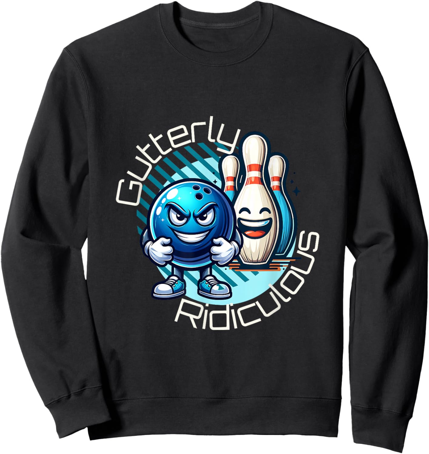 Gutterly Ridiculous Cartoon Bowling Sweatshirt - Sweatshirt | Black