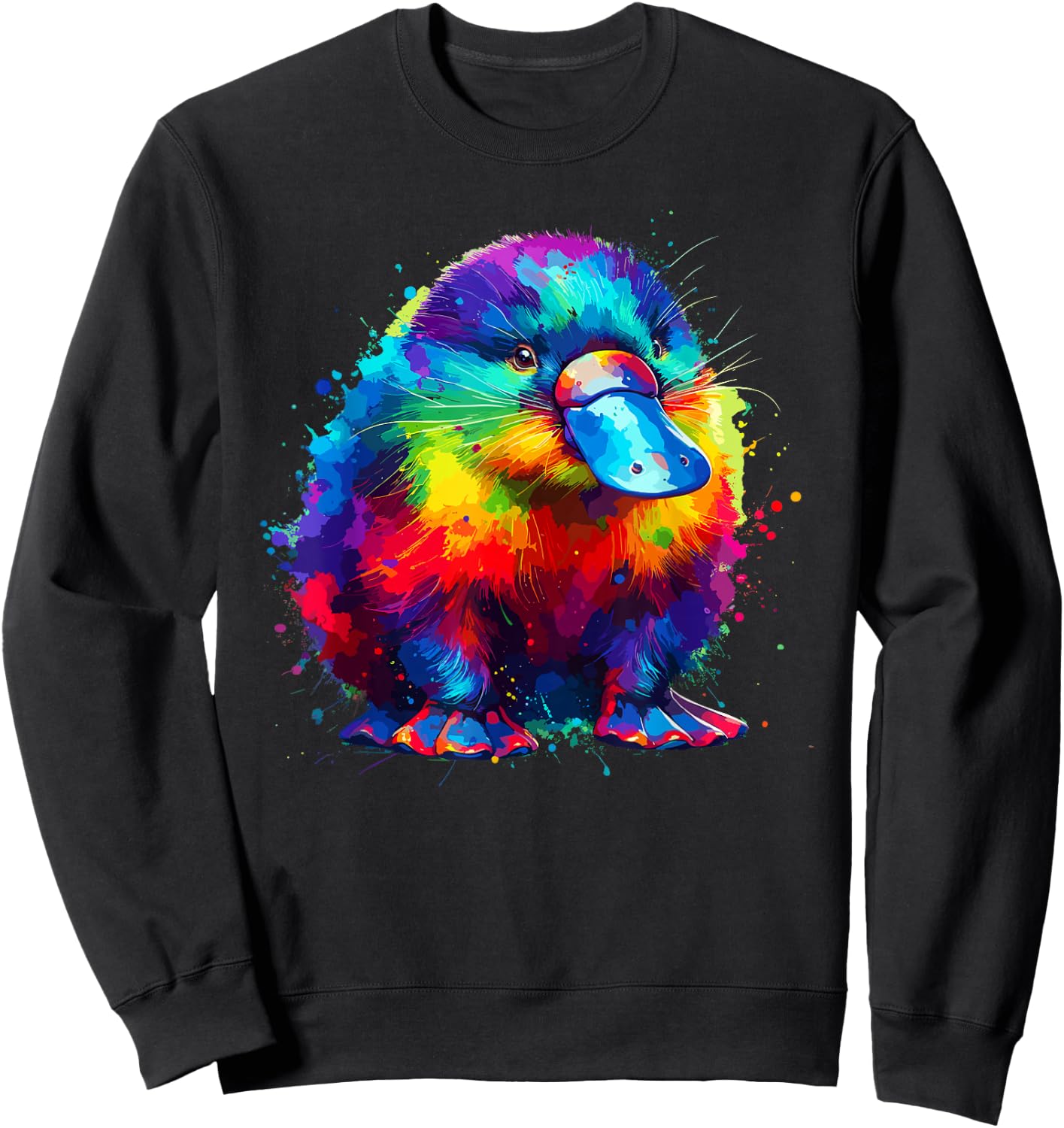 Colorful Splash Art Platypus Platypuses Duckbill Sweatshirt - Sweatshirt | Black