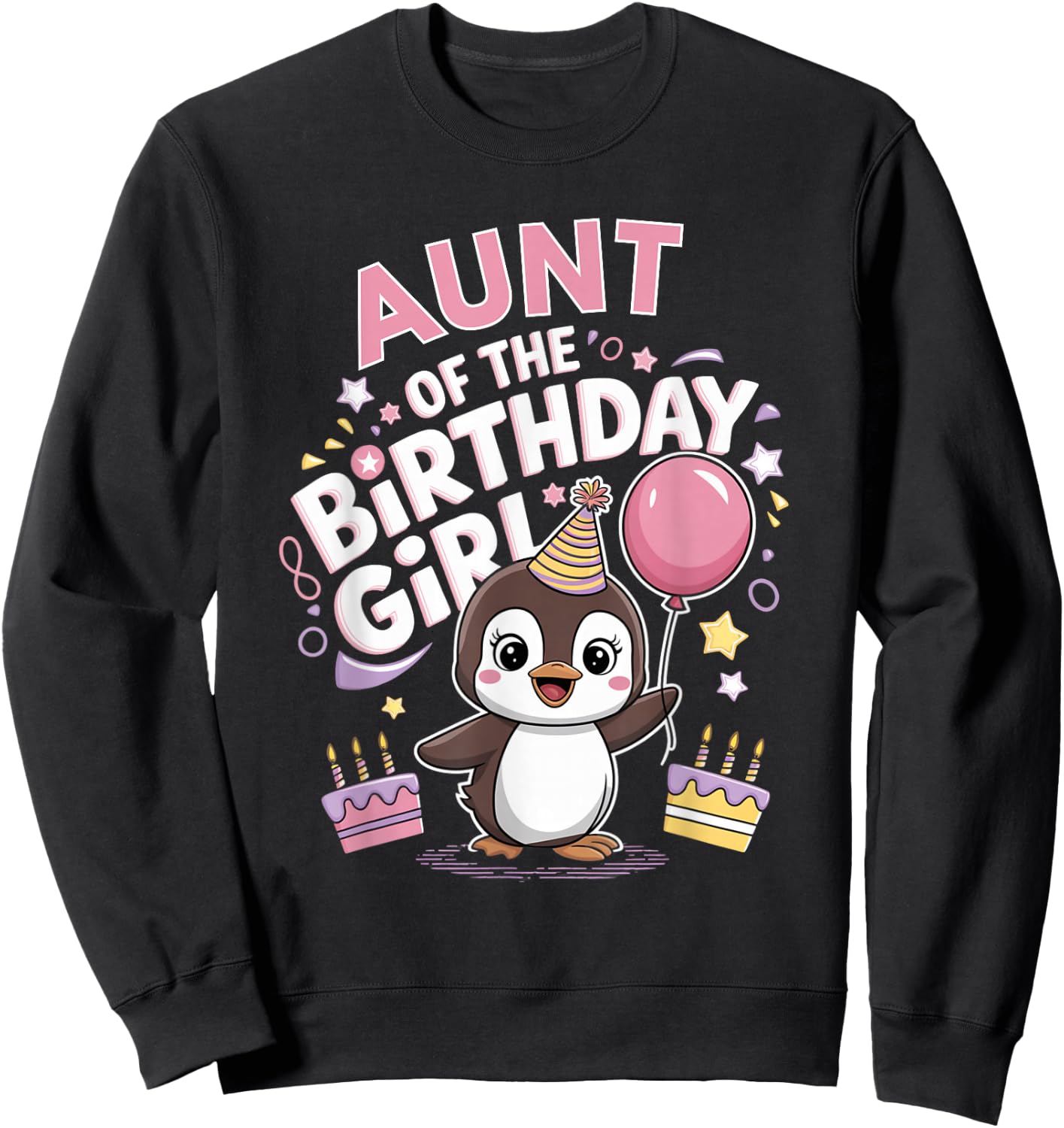 Aunt of the Birthday Girl Pesto Baby Penguin Party Sweatshirt - Sweatshirt | Black