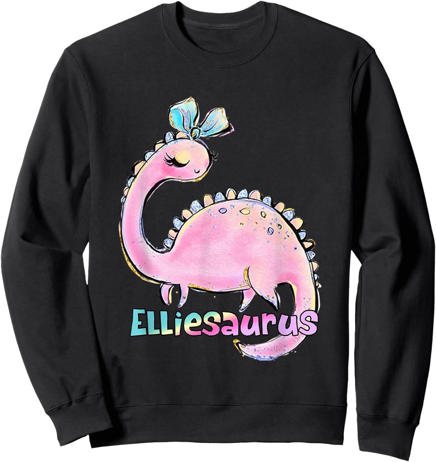 Ellie Name Shirt Girl Dinosaur Birthday Eleanor Elliesaurus Sweatshirt - Sweatshirt | Black