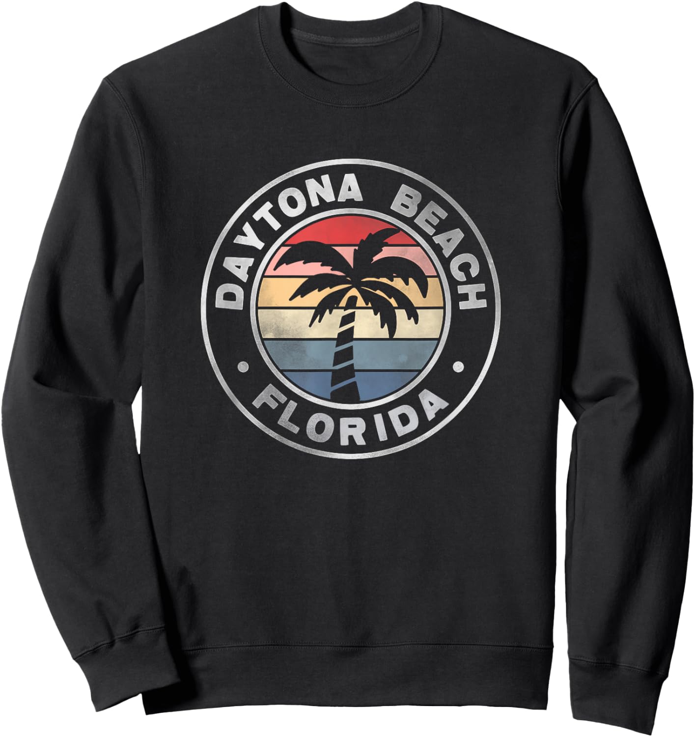 Daytona Beach Florida Sunset Palm Trees Beach Retro Women Sweatshirt - Sweatshirt | Black