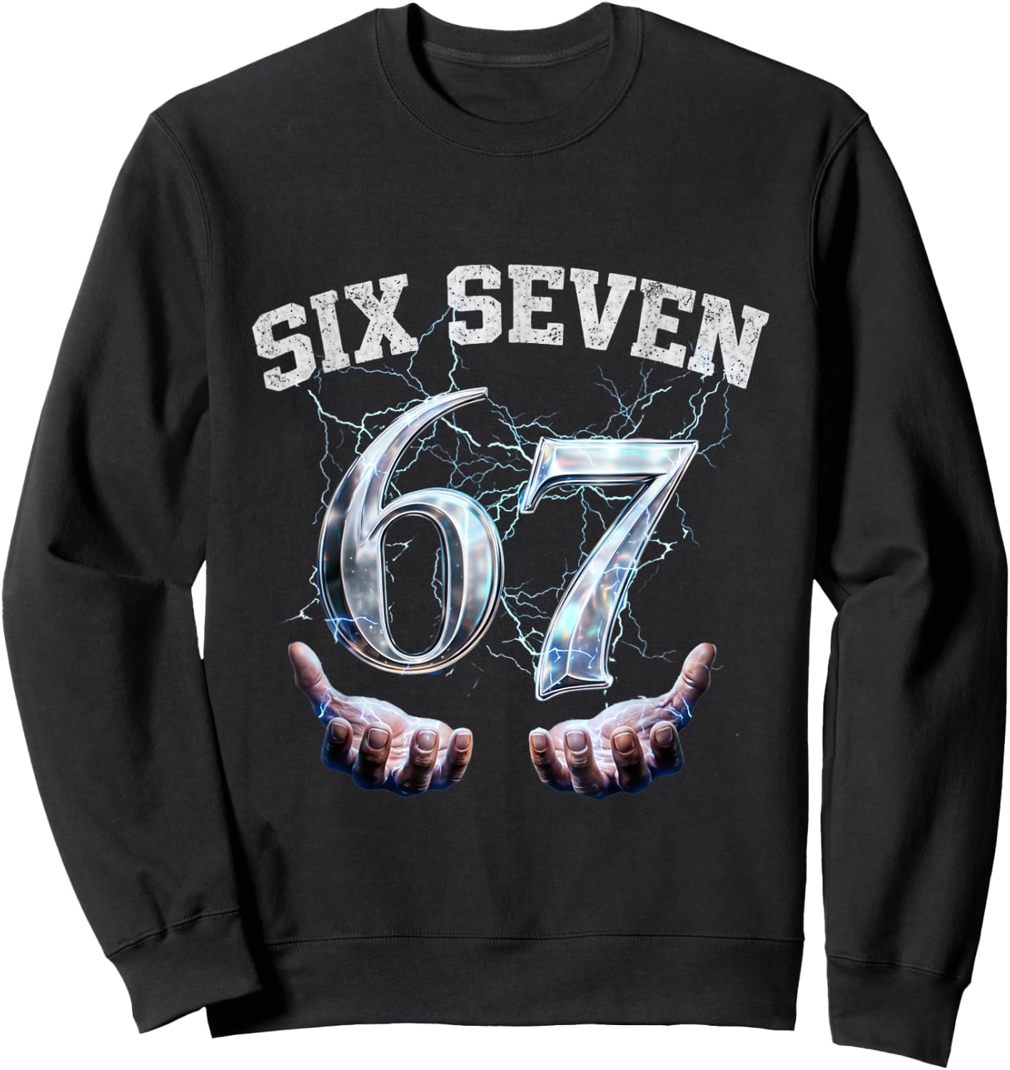 Six Seven 67 Meme Lustiges Zahlen Design Sweatshirt - Sweatshirt | Black