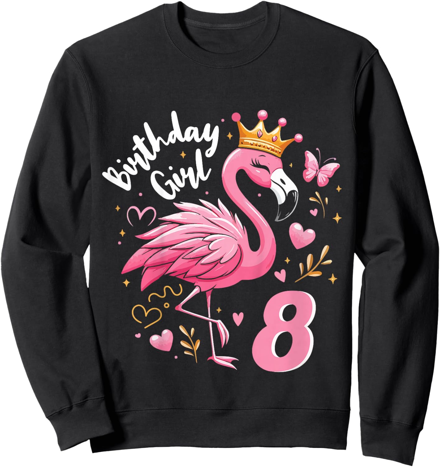 8. Geburtstag süßes Flamingo Mädchen 8 Jahre alt Niedlich Sweatshirt - Sweatshirt | Black
