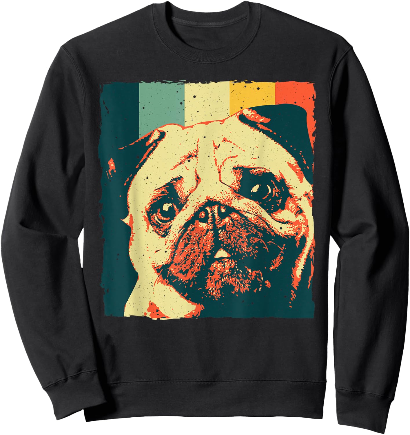 Cool Pug Women Black Pug Dog Lovers Vintage 80s 90s Sweatshirt - Sweatshirt | Black