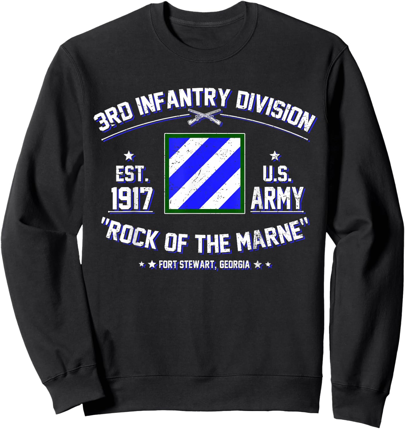 Proud 3rd Infantry Division Rock Of Marne US Veteran Sweatshirt - Sweatshirt | Black