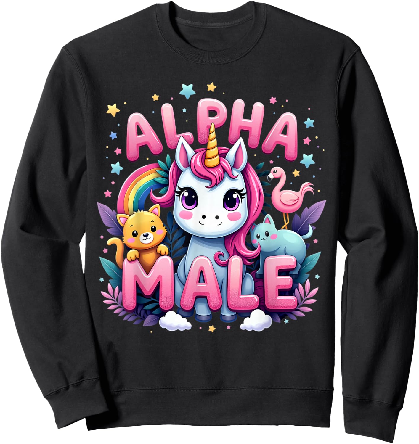 Funny Unicorn Alpha Cute Unicorn Meme Male Men or Women Sweatshirt - Sweatshirt | Black