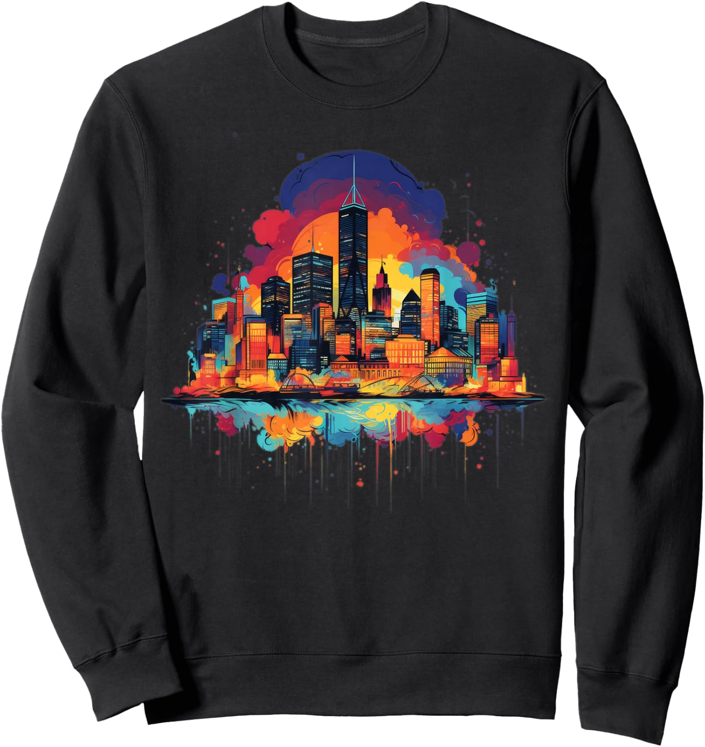 Boston City Skyline Colorful Art Women Sweatshirt - Sweatshirt | Black