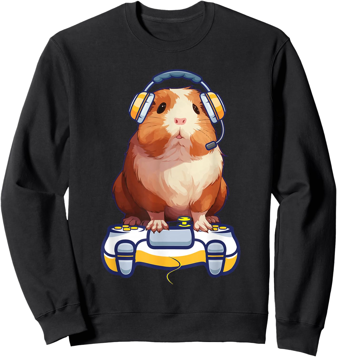 Funny guinea pig and Video Gamer Lover fluffy cavy Gamers Sweatshirt - Sweatshirt | Black