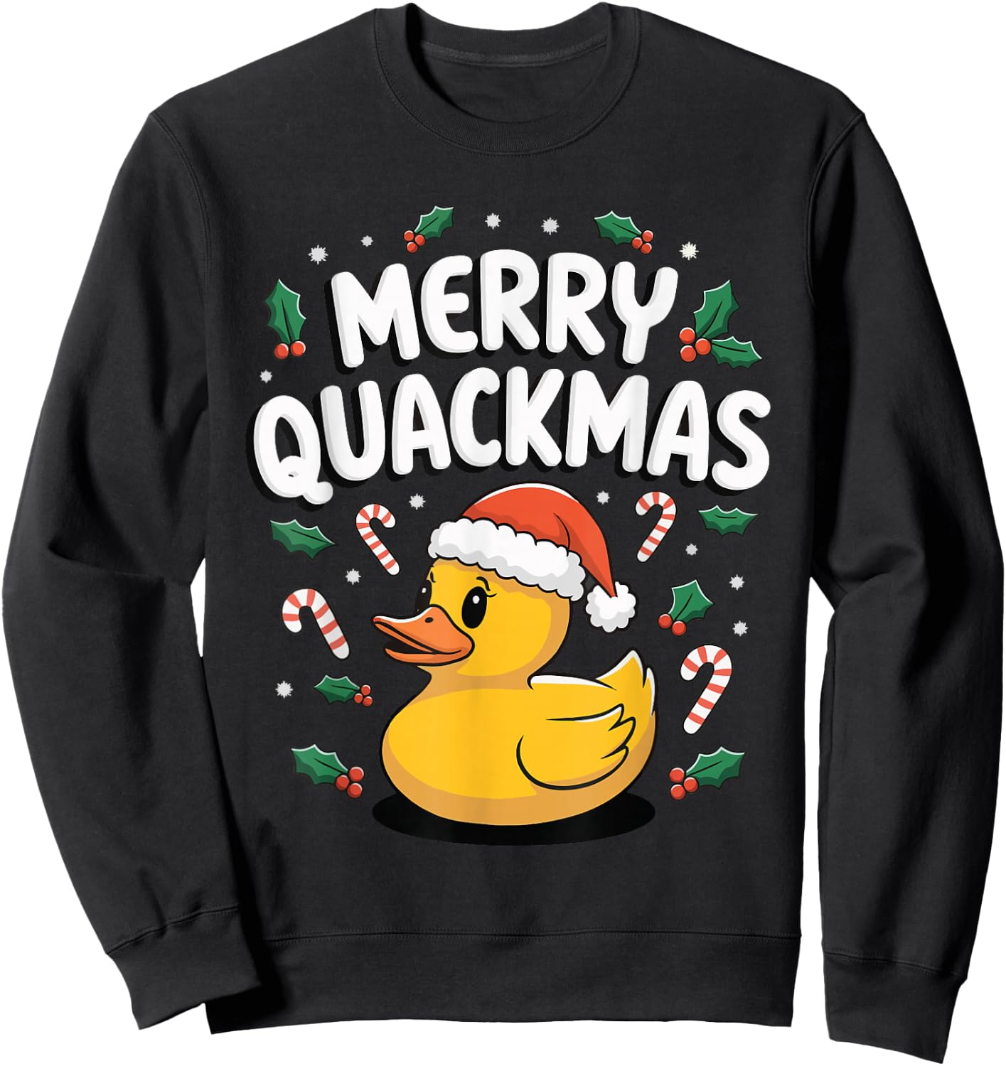 Merry Quackmas Christmas Rubber Duck Sweatshirt - Sweatshirt | Black