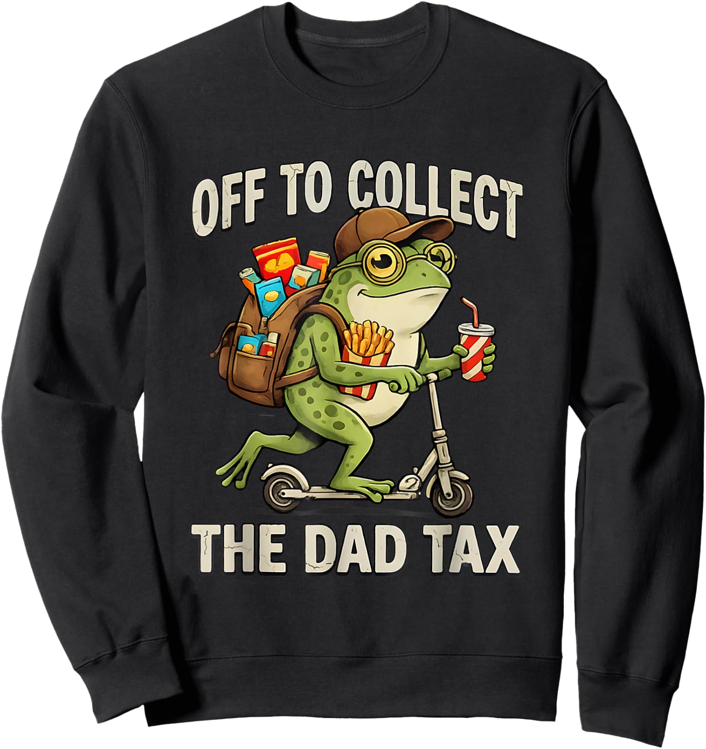 Off to Collect The Dad Tax Funny Frog Dad Tax Father's Day Sweatshirt - Sweatshirt | Black