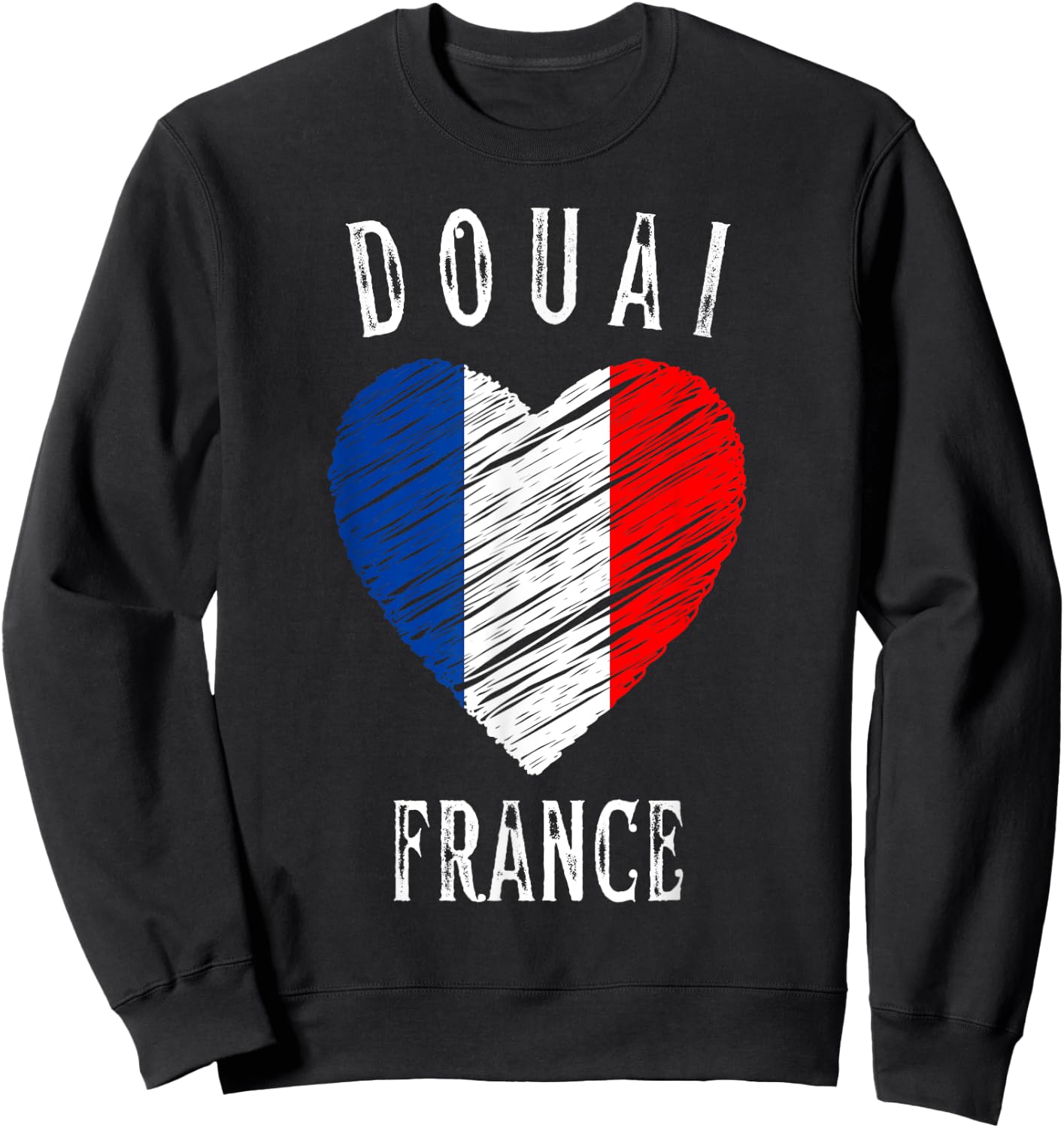France Flag Heart Douai City Sweatshirt - Sweatshirt | Black