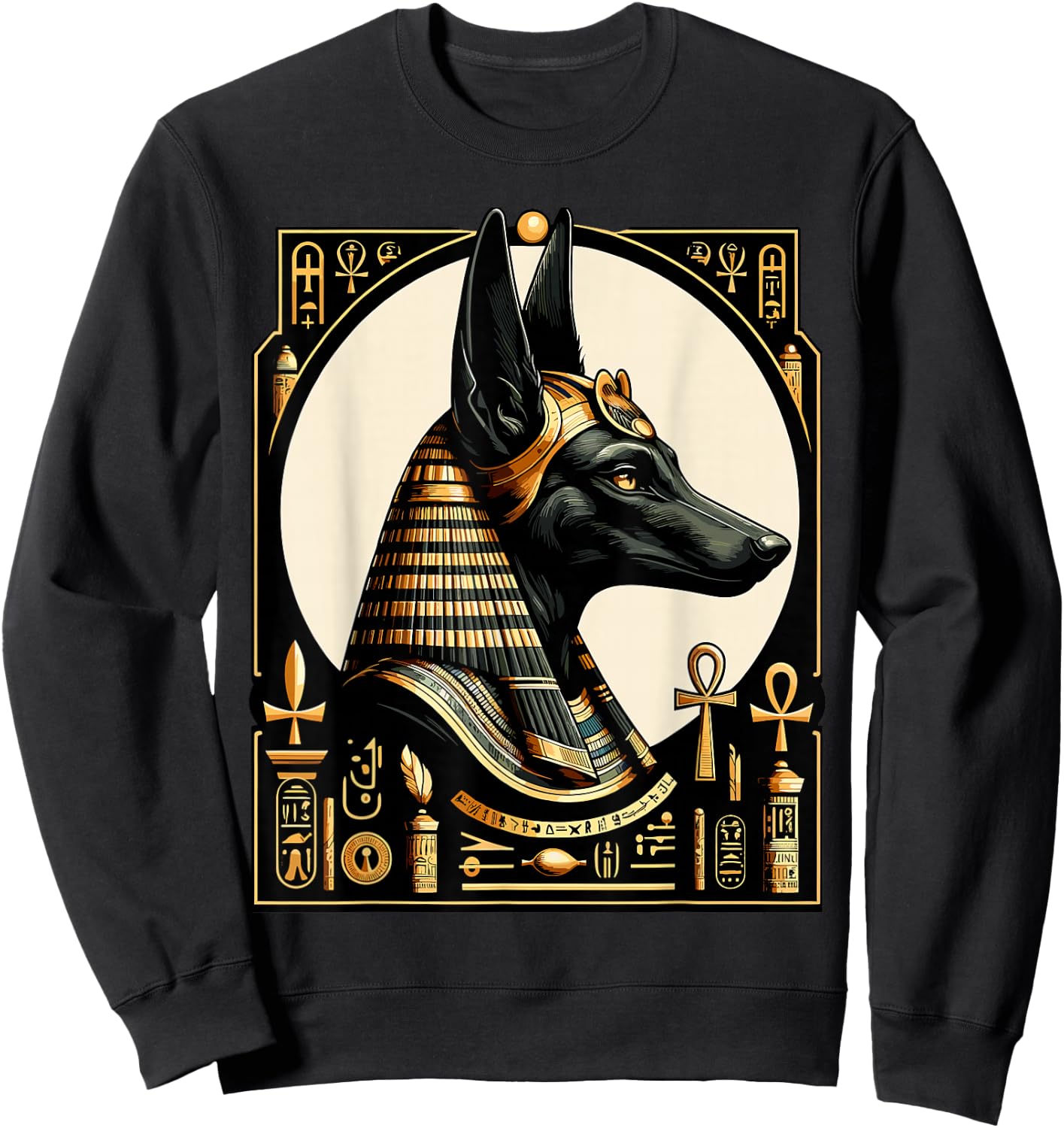 Streetwear 80s 90s Egypt Retro Egyptian God Anubis , black Sweatshirt - Sweatshirt | Black