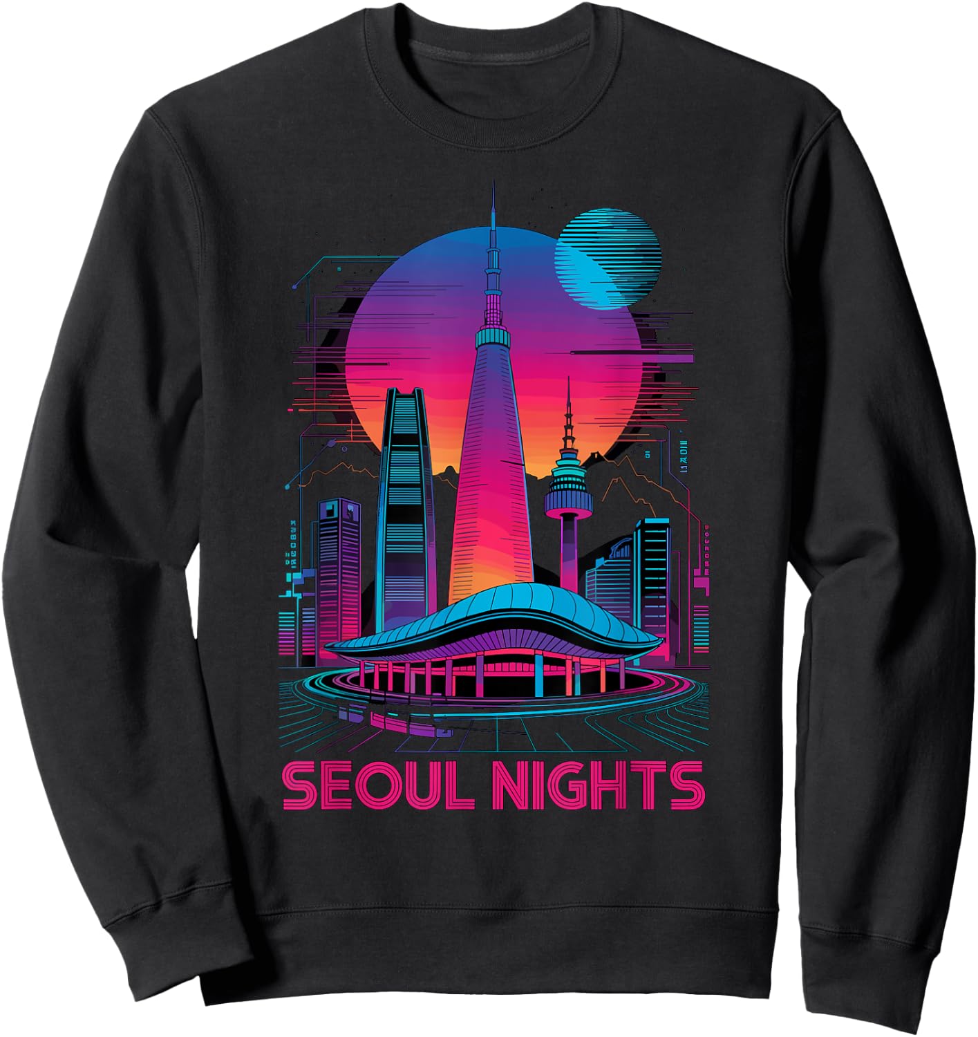 Séoul, horizon de la ville sud-coréenne, vie nocturne amusante Sweatshirt - Sweatshirt | Black