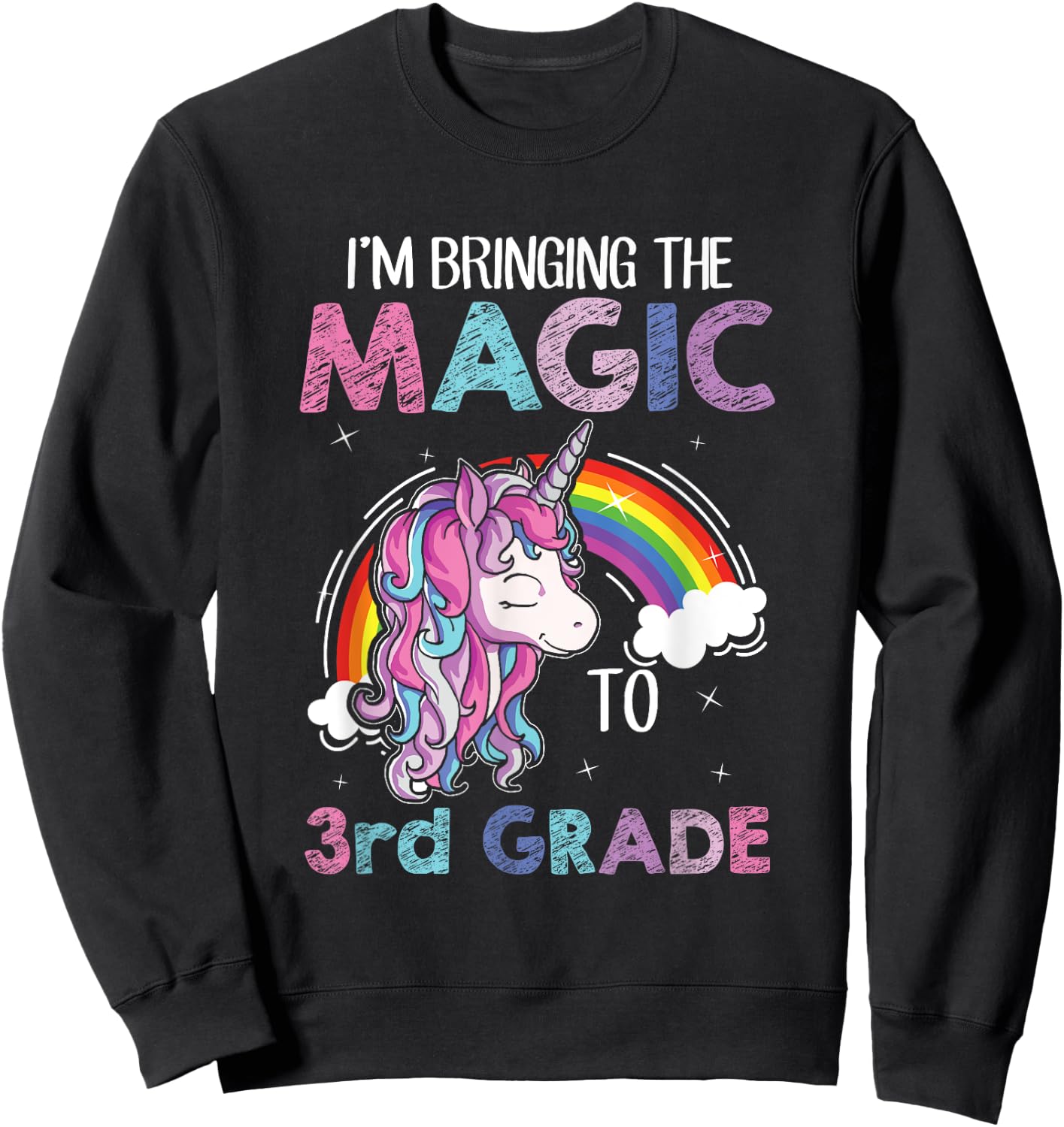 Unicorn 3rd Grade Girls Back to School Shirt Teacher Outfit Sweatshirt - Sweatshirt | Black