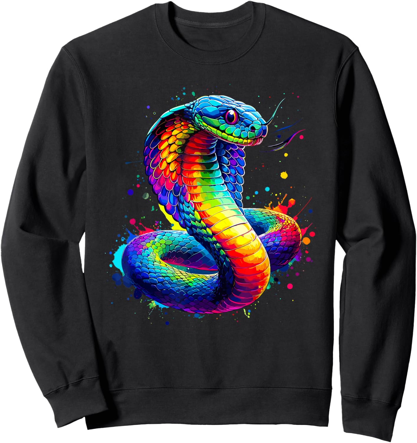 Colourful Splash Art Cobra Lovers Cobra Snake , black Sweatshirt - Sweatshirt | Black