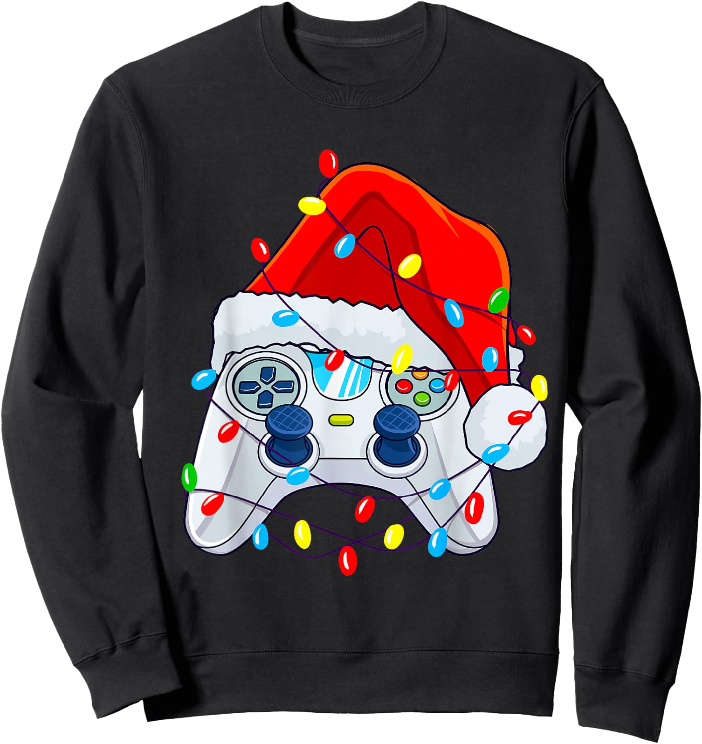 Video Game Controller Christmas Santa Hat Gamer Boys Sweatshirt - Sweatshirt | Black
