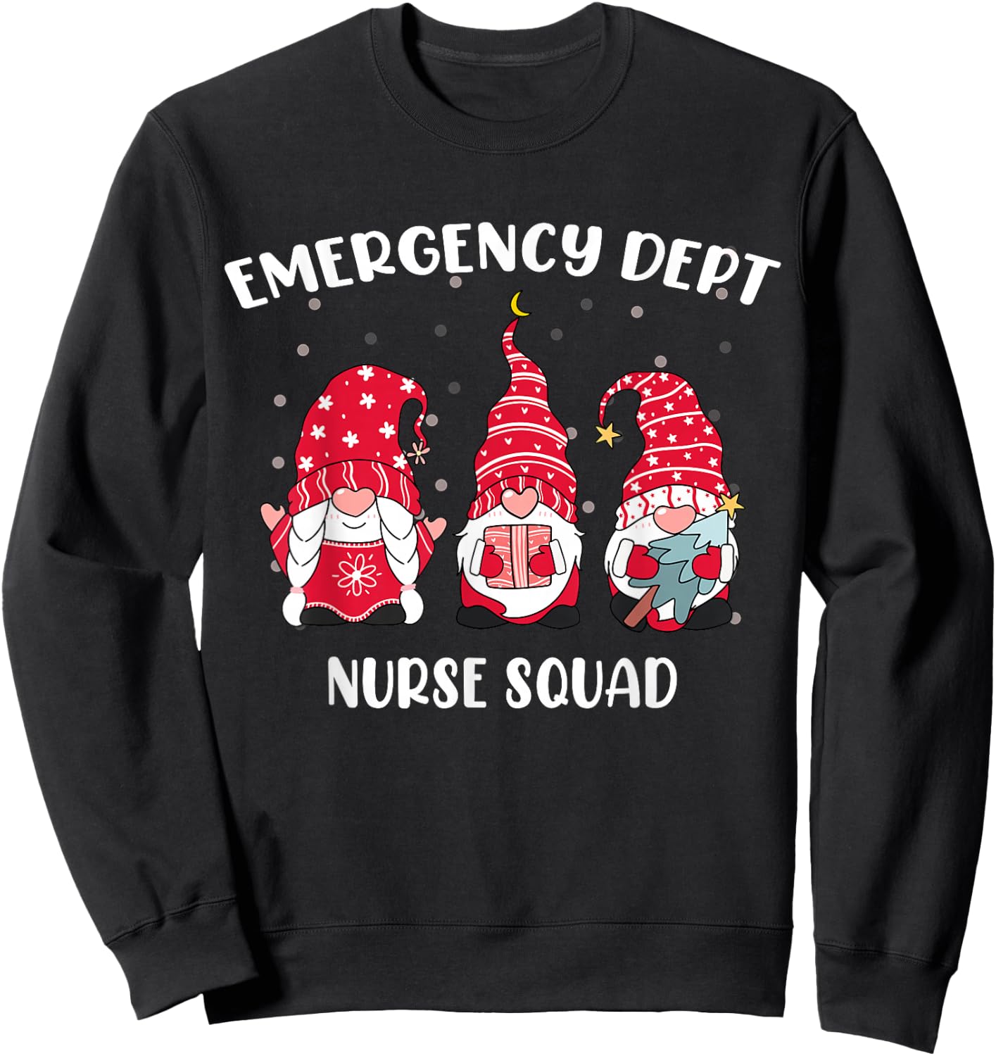 Emergency Department Groovy ER Christmas Gnomes Nurse Squad Sweatshirt - Sweatshirt | Black