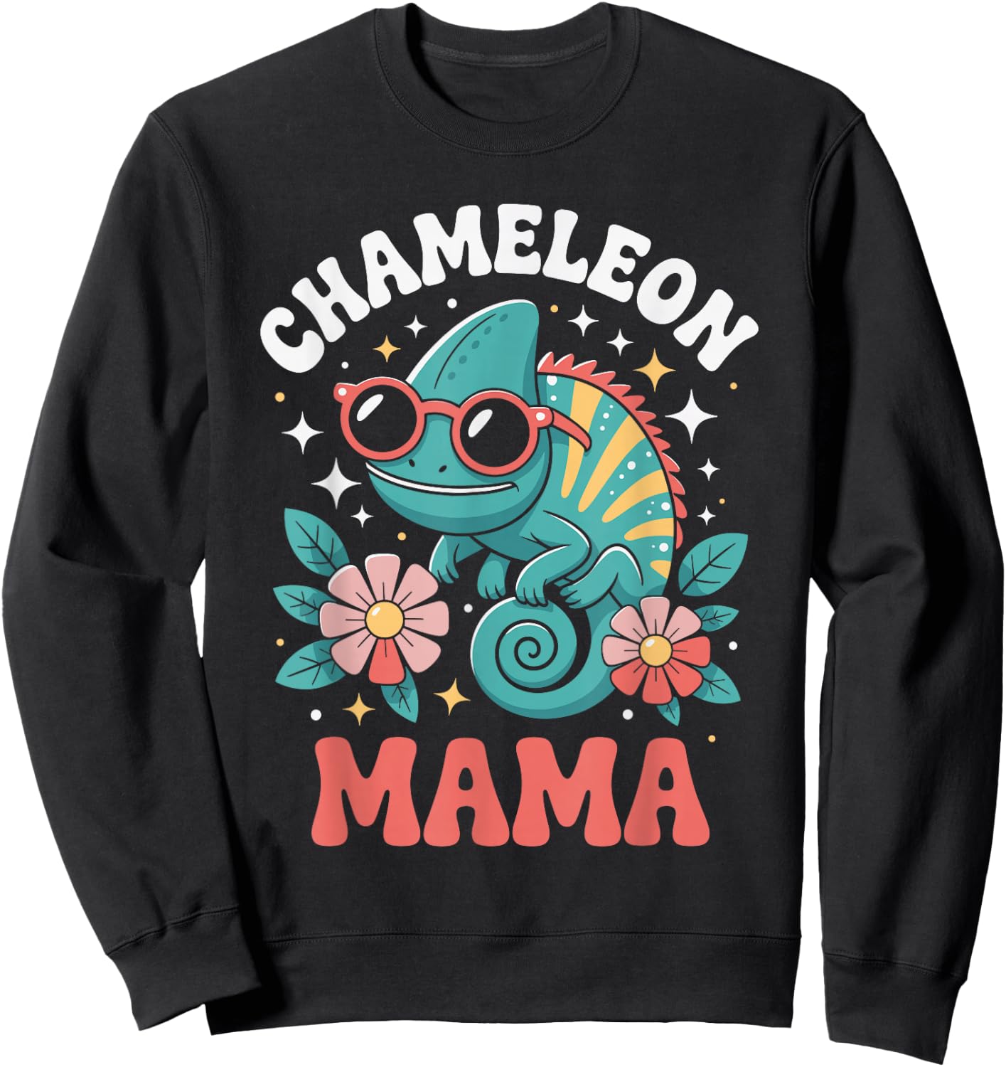 Chameleon Mama Floral Vintage 60s 70s Sunglasses Sweatshirt - Sweatshirt | Black