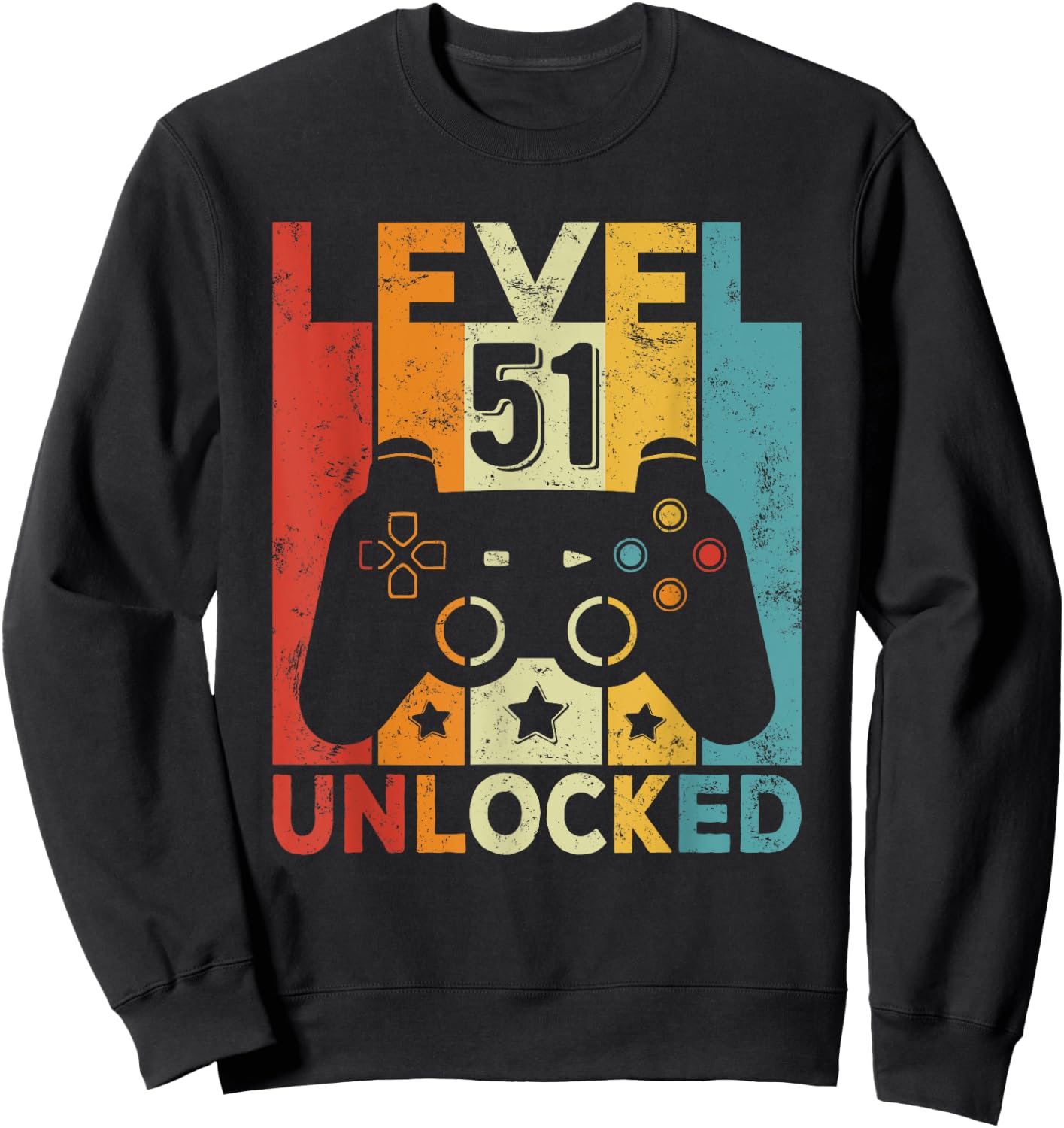 51st Birthday Man Woman 51 Year Old Game Controller Gamer Sweatshirt - Sweatshirt | Black