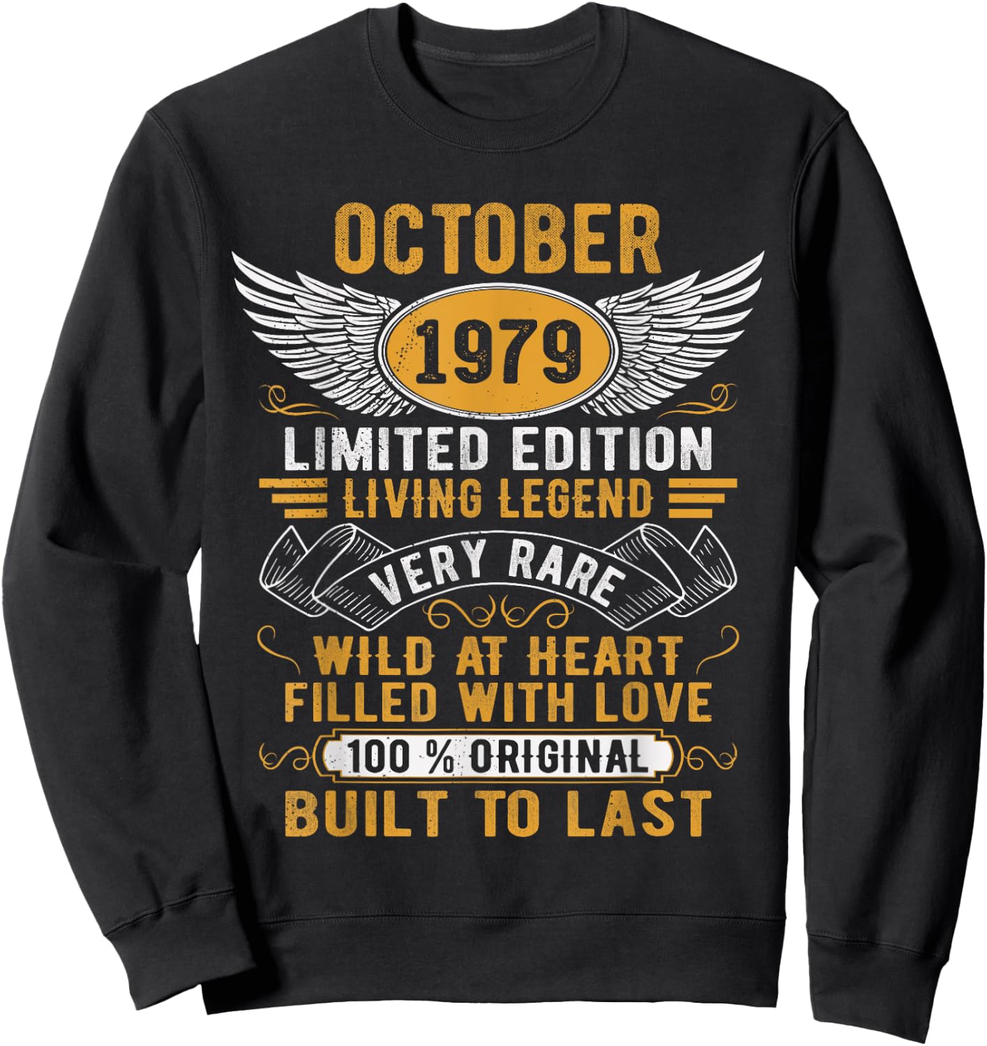 Legend Born In October 1979 Vintage Birthday Sweatshirt - Sweatshirt | Black