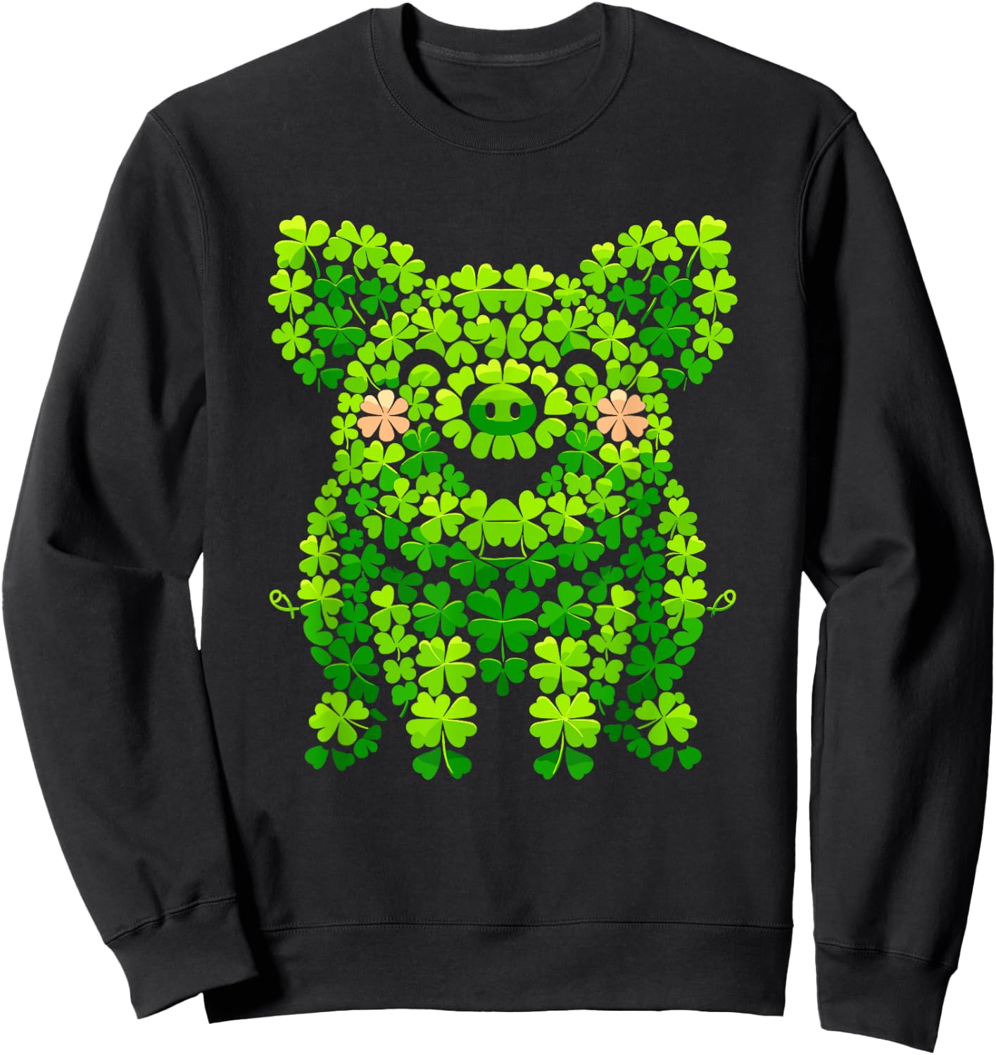 Pig Shamrocks Kids St Patricks Day Pig Sweatshirt - Sweatshirt | Black