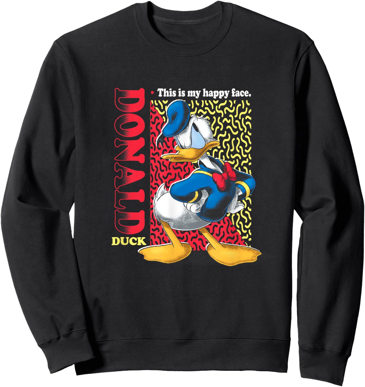 Disney Mickey And Friends Donald Duck Classic Happy Face Sweatshirt - Sweatshirt | Black