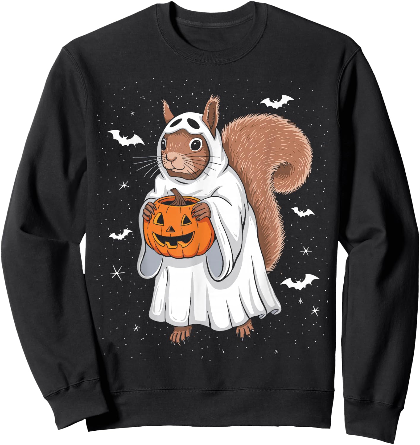Funny Ghost Squirrel Lovers Spooky Halloween Costume Sweatshirt - Sweatshirt | Black