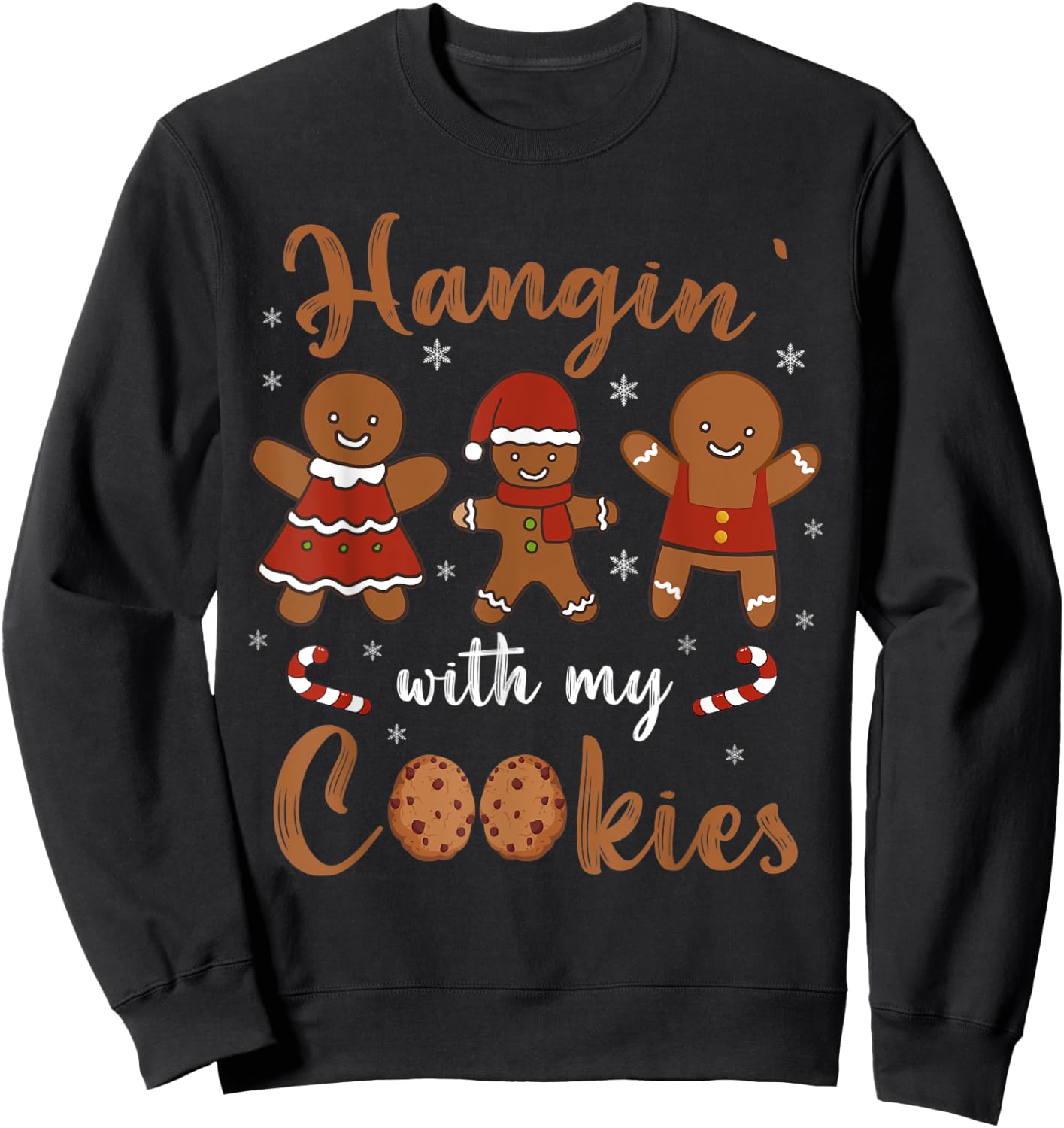 Hanging With My Cookies Cute Christmas Teacher Women Kids Sweatshirt - Sweatshirt | Black