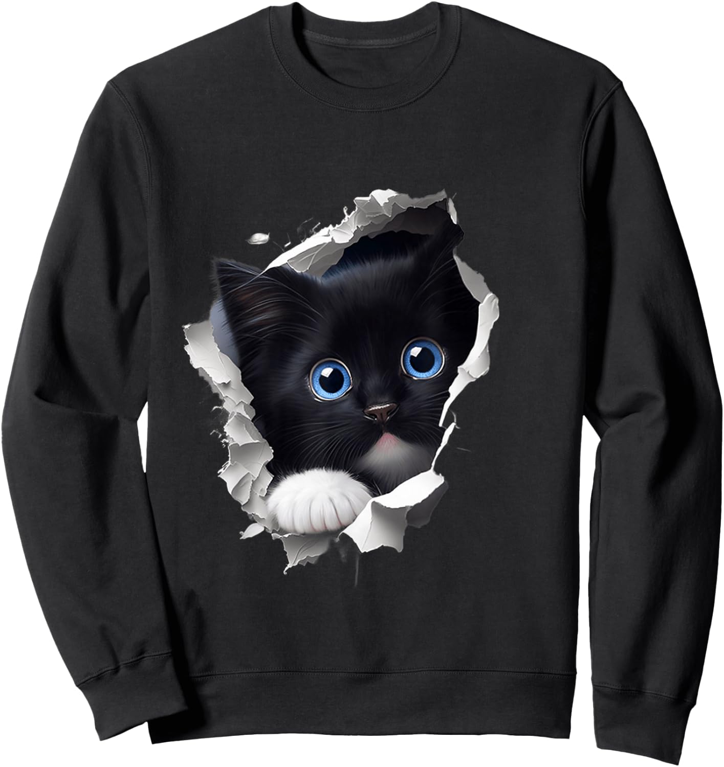 A Curious and Cute Kitten Black Cat , black Sweatshirt - Sweatshirt | Black