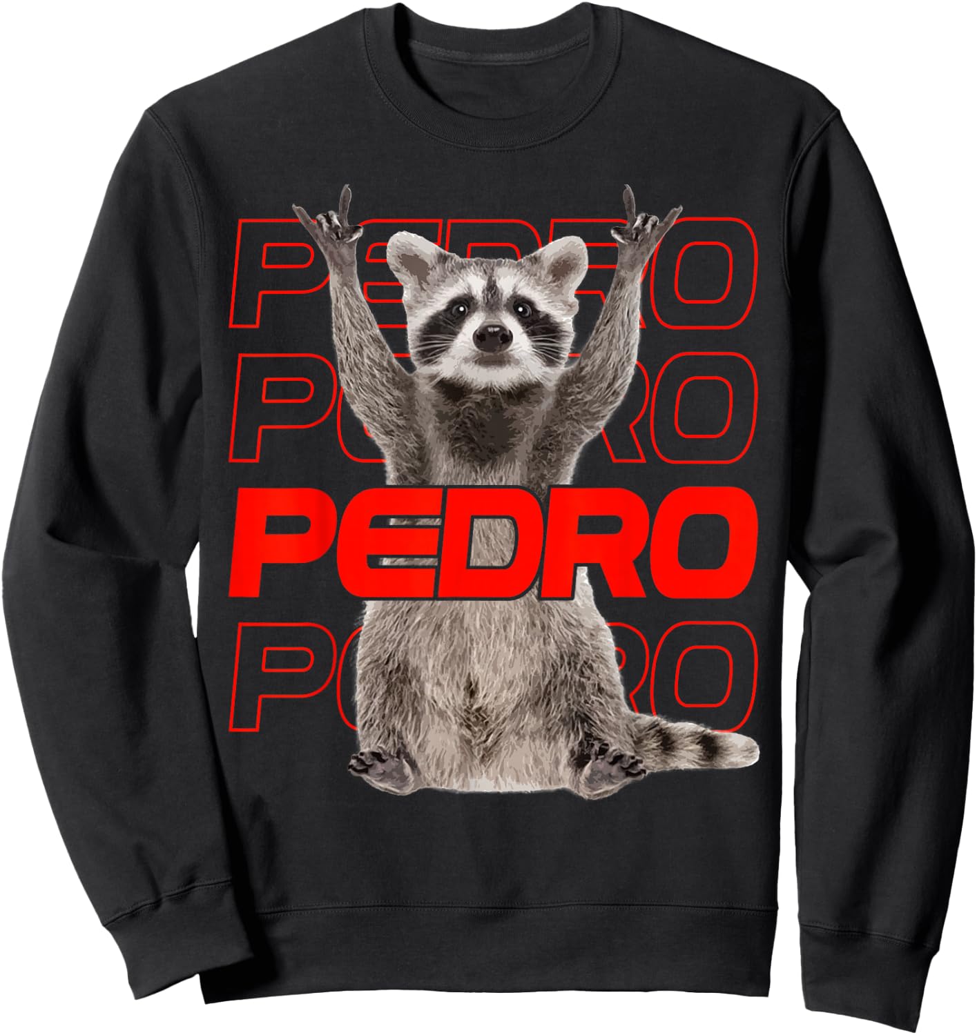 Pedro Pedro Raccoon X Meme Racoon Pedro Party Outfit , black Sweatshirt - Sweatshirt | Black