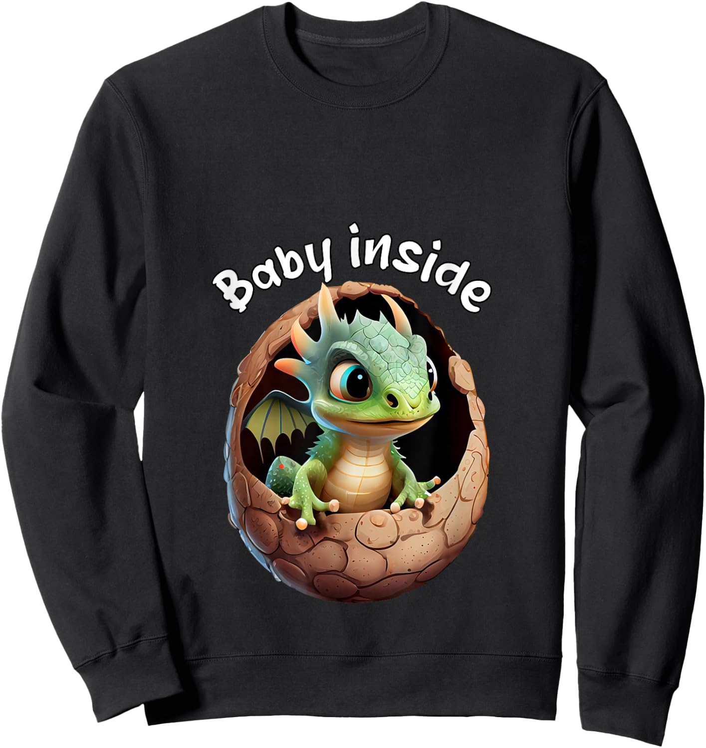 Baby Inside. Baby cute Dragon In Eggshell. Funny Baby Sweatshirt - Sweatshirt | Black