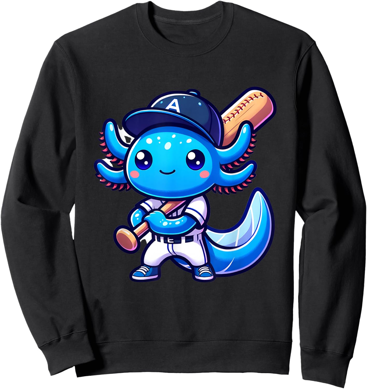 Funny axolotl baseball player catcher boys girls Sweatshirt - Sweatshirt | Black