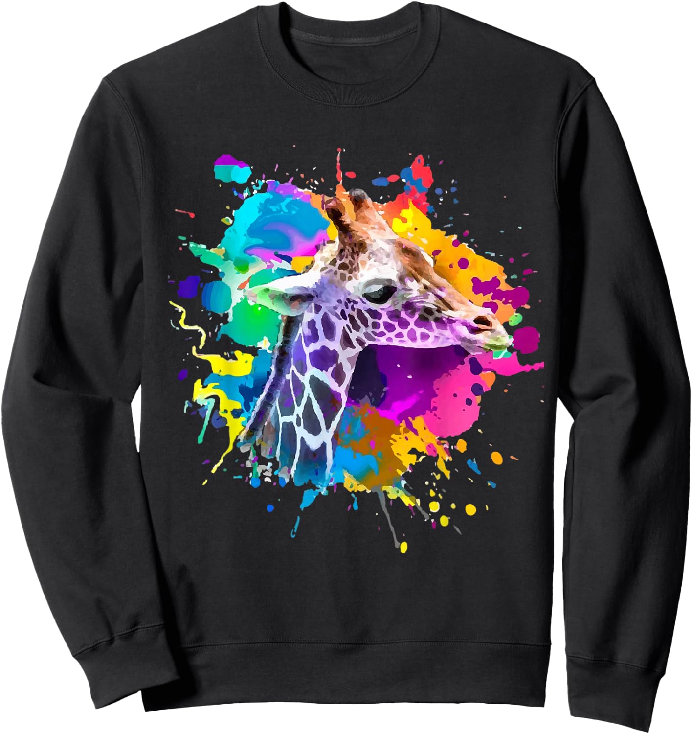Colorful Giraffe Graphic Cute Giraffe cool Animal lover Sweatshirt - Sweatshirt | Black