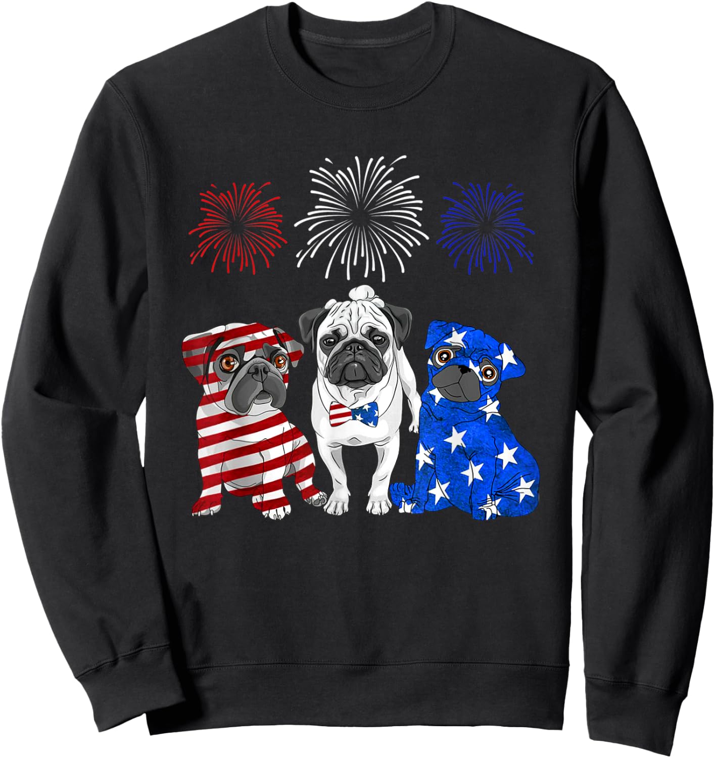Pug america 4th of july National Day Sweatshirt - Sweatshirt | Black