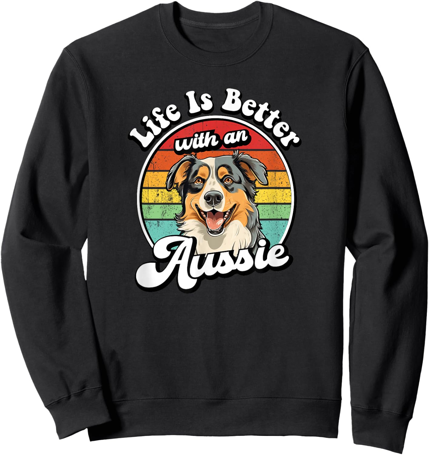 Funny Retro Vintage Life Is Better Aussie Dog Lover Women Kids Sweatshirt - Sweatshirt | Black