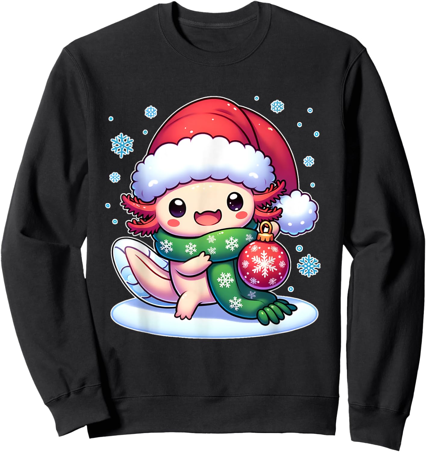 Santa axolotl Funny cute xmas funny christmas Sweatshirt - Sweatshirt | Black