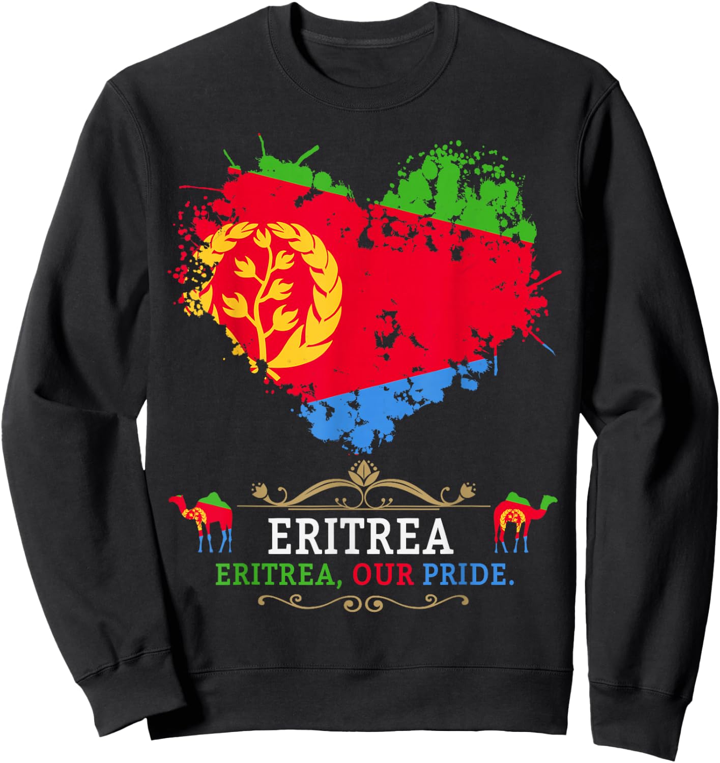 Eritrea Flag Outfit Ideas For Kids & Camel Eritrean Flag Sweatshirt - Sweatshirt | Black