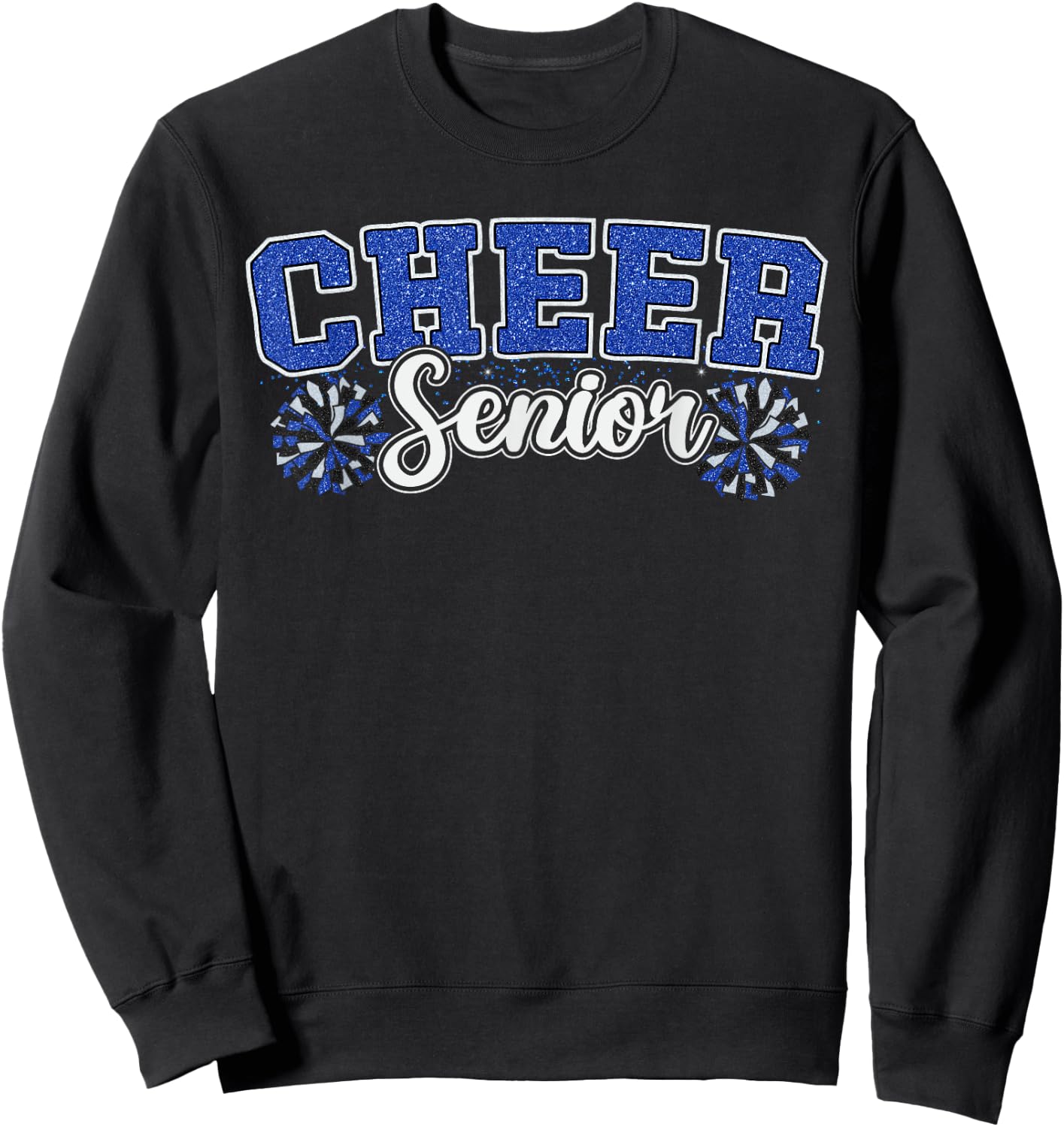 Cheer Senior 2025 Class Graduation Cheerleading Girl Blue Sweatshirt - Sweatshirt | Black