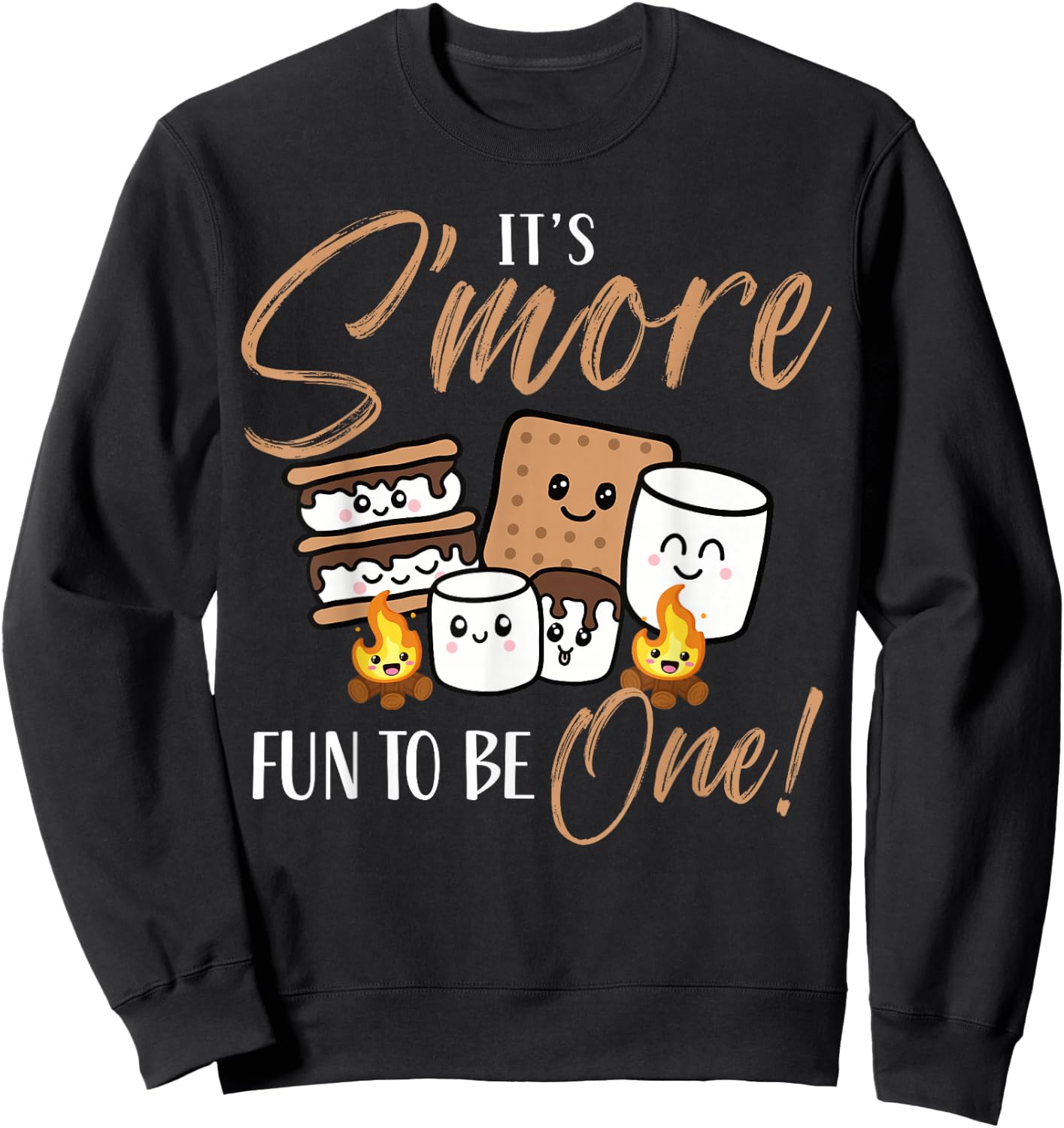 Birthday Campfire Marshmallow It's S'More Fun to Be One 1st Sweatshirt - Sweatshirt | Black