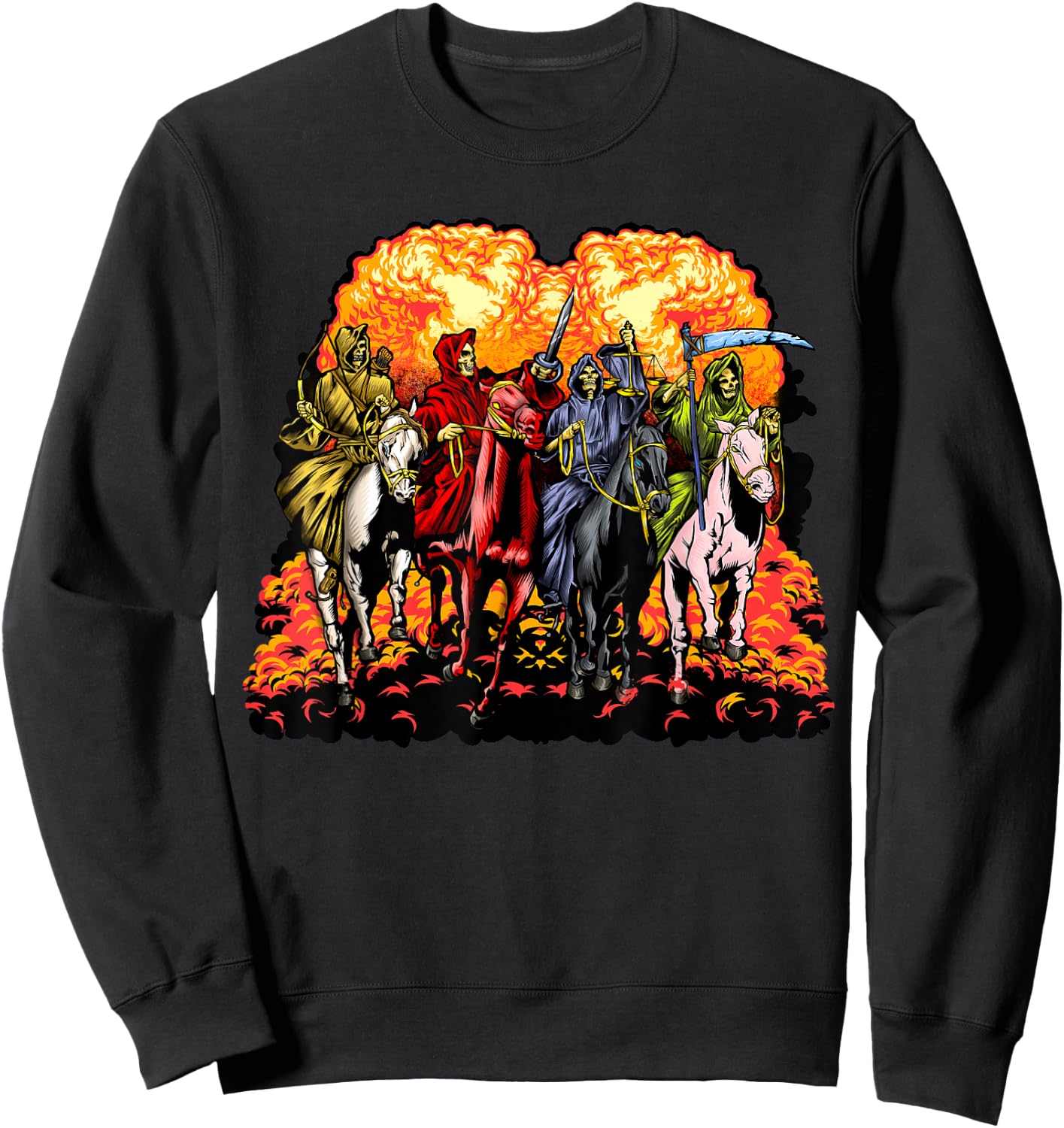 4 Horsemen Of The Apocalypse Revelation 6:1-8 Jesus Gift Sweatshirt - Sweatshirt | Black