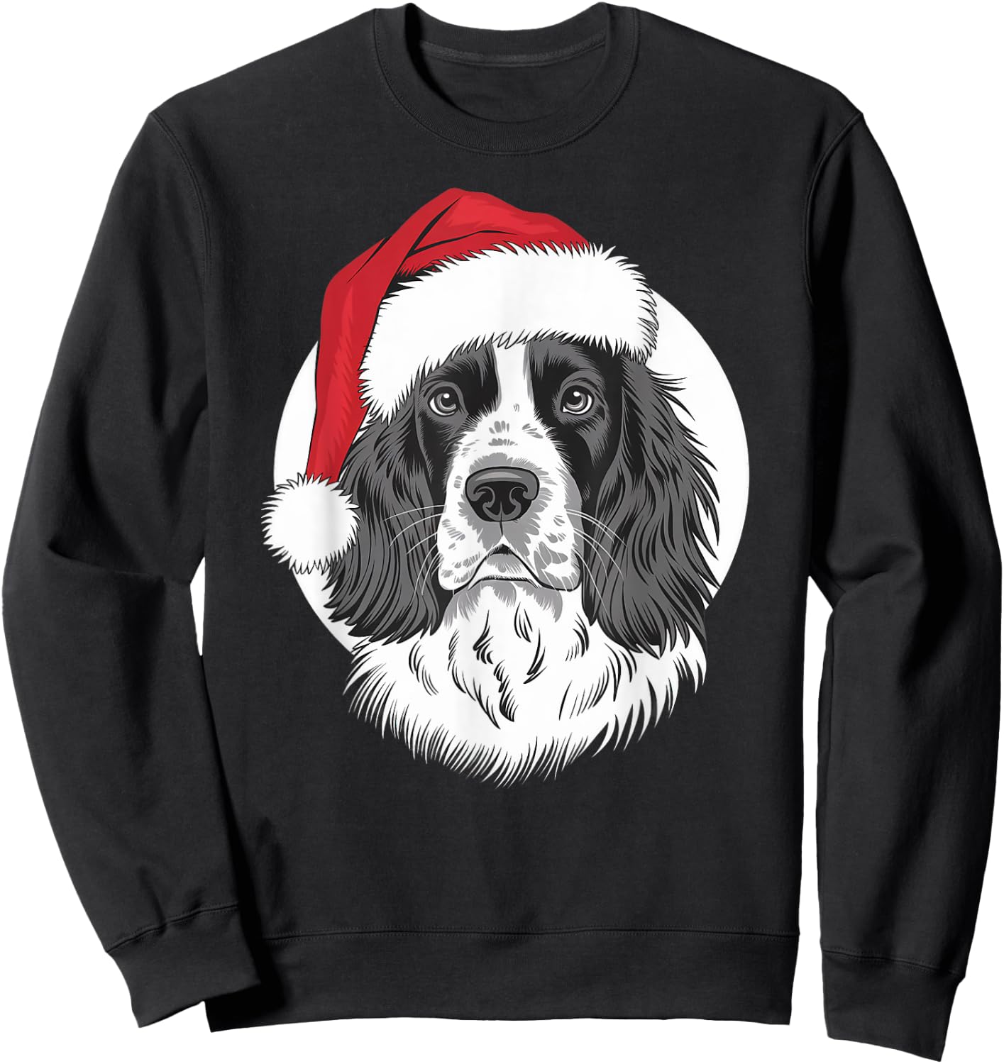 Springer Santa Dog on English Springer Spaniel Christmas Men Women Kids Sweatshirt - Sweatshirt | Black