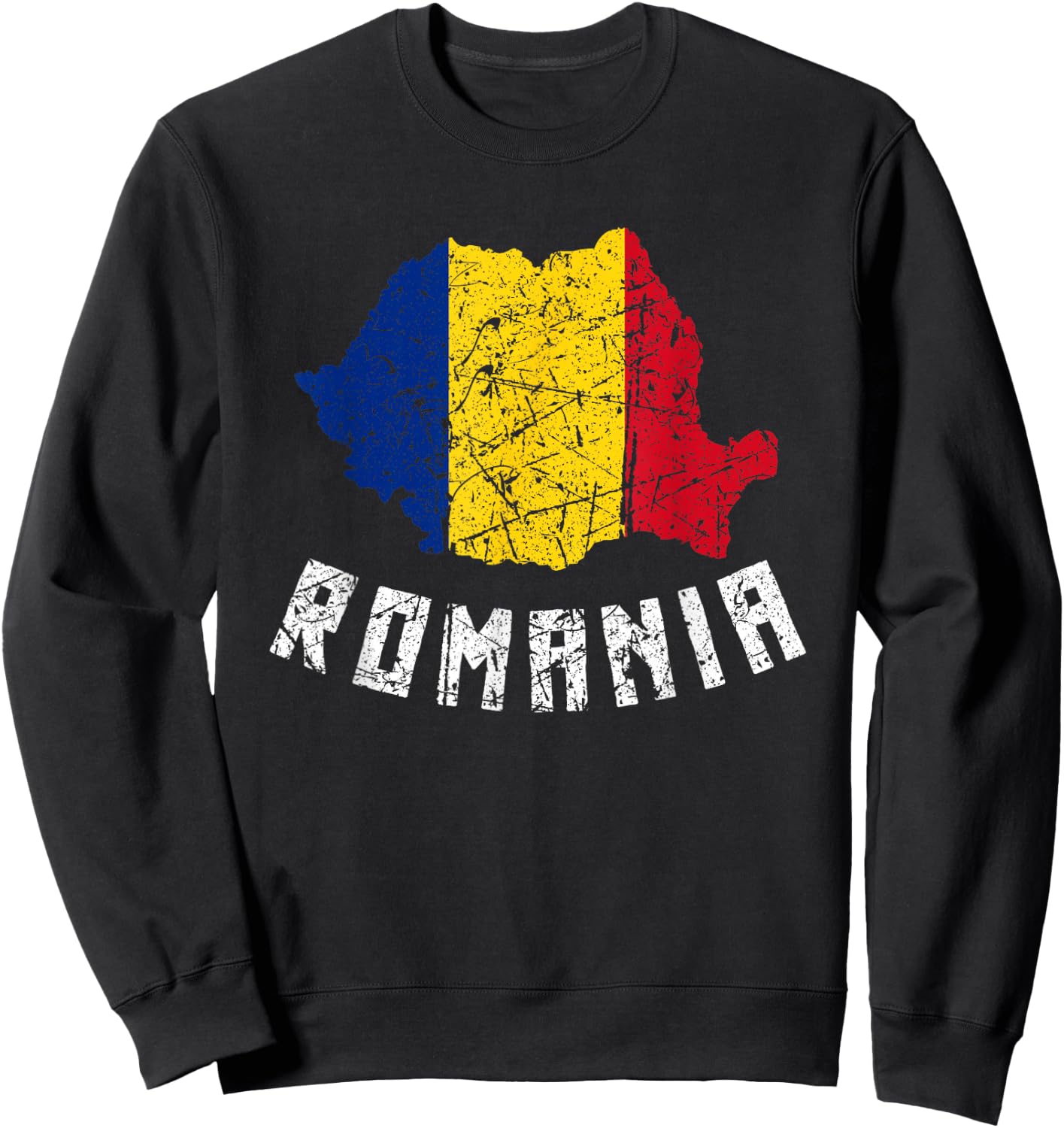 Romanian Flag Of Romania European Distressed Men Women Kids Sweatshirt - Sweatshirt | Black